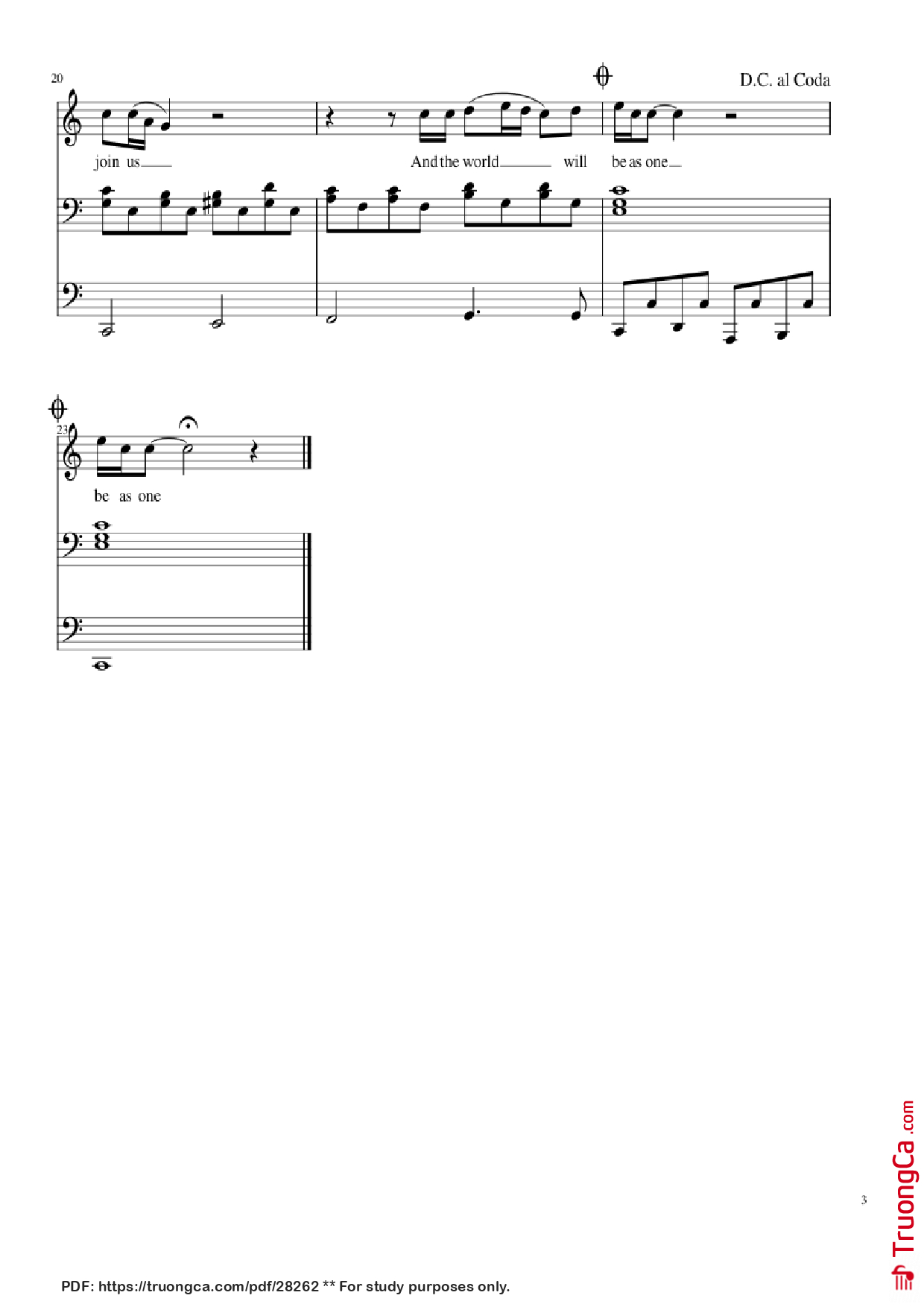 Trang 3 của Sheet nhạc PDF Piano bài hát Imagine Piano & Vocal - John Lennon
