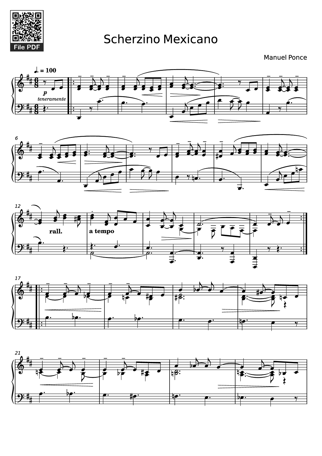 Sheet nhạc PDF bài Scherzino Mexicano Piano
