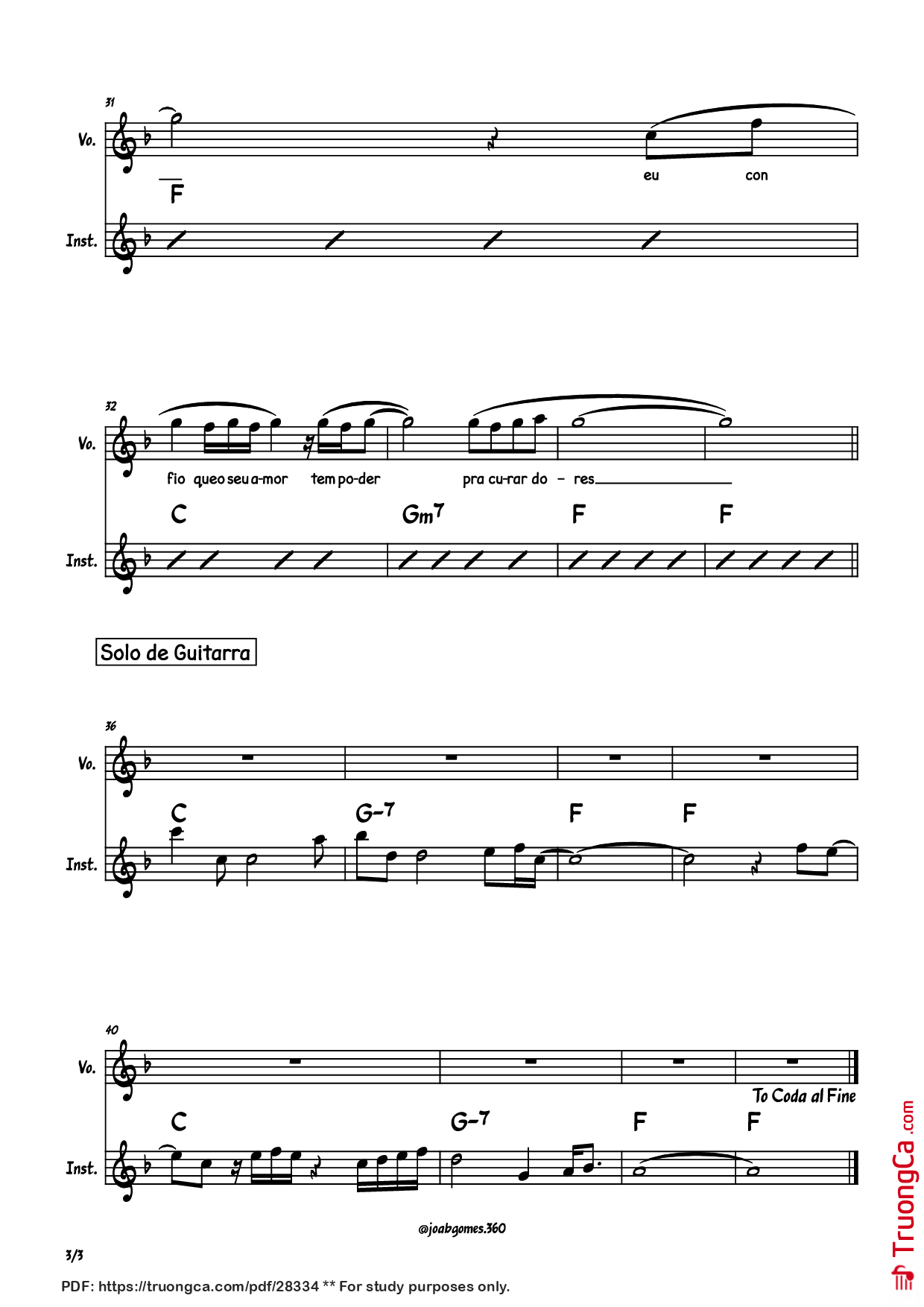 Trang 3 của Sheet nhạc PDF Piano bài hát Vou deixar na cruz Piano - Compositor: Kleber Lucas