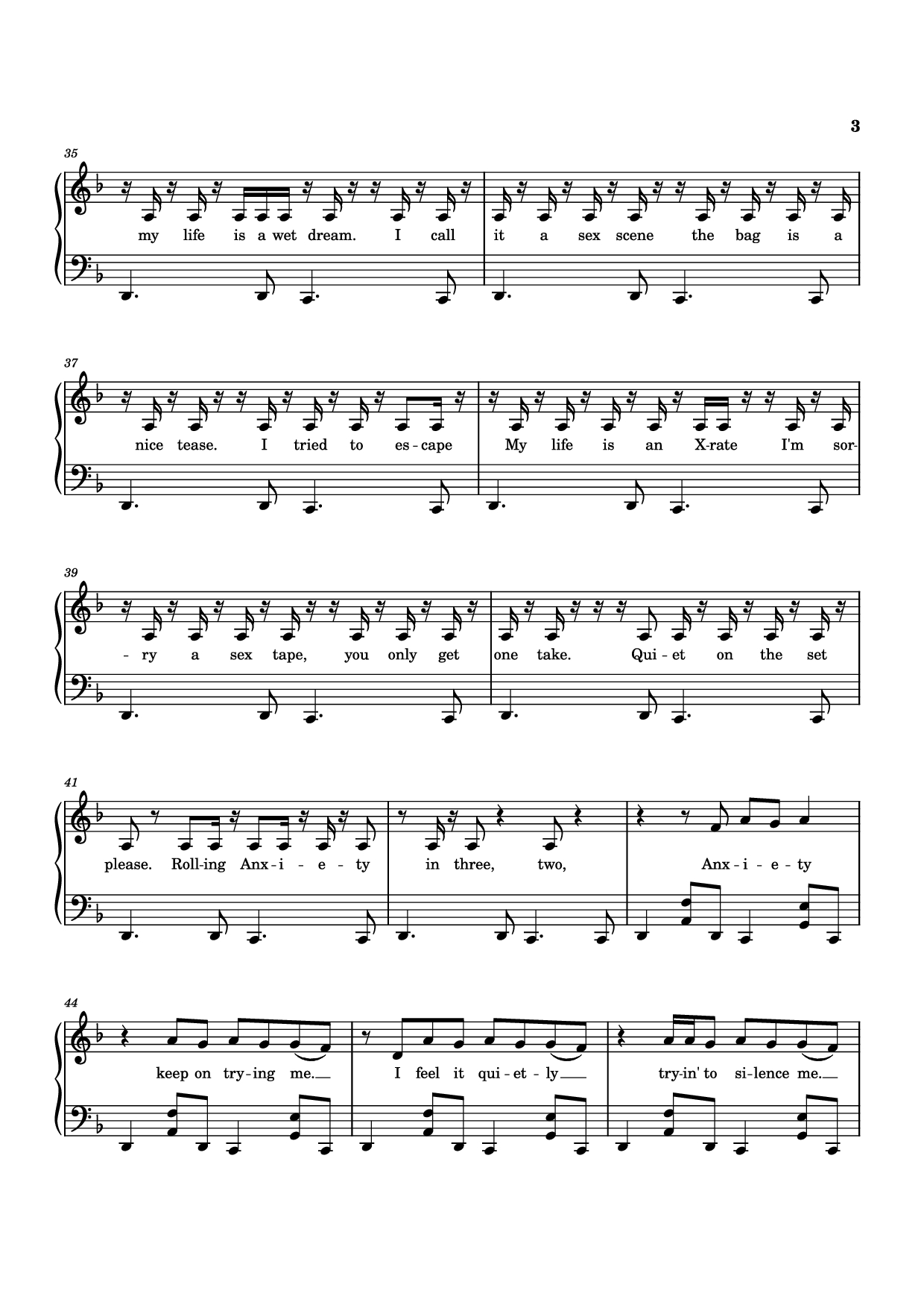 Trang 3 của Sheet nhạc PDF bài hát Anxiety Piano - Doechii