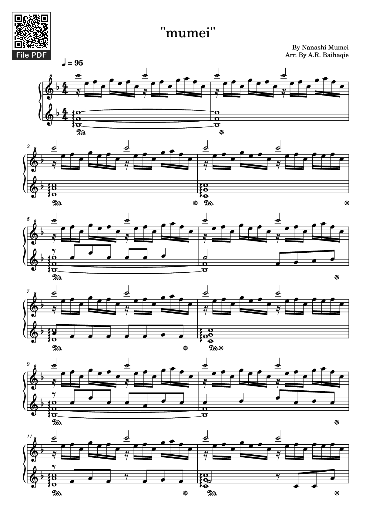 Trang 1 của Sheet nhạc PDF bài hát mumei Piano - Nanashi Mumei