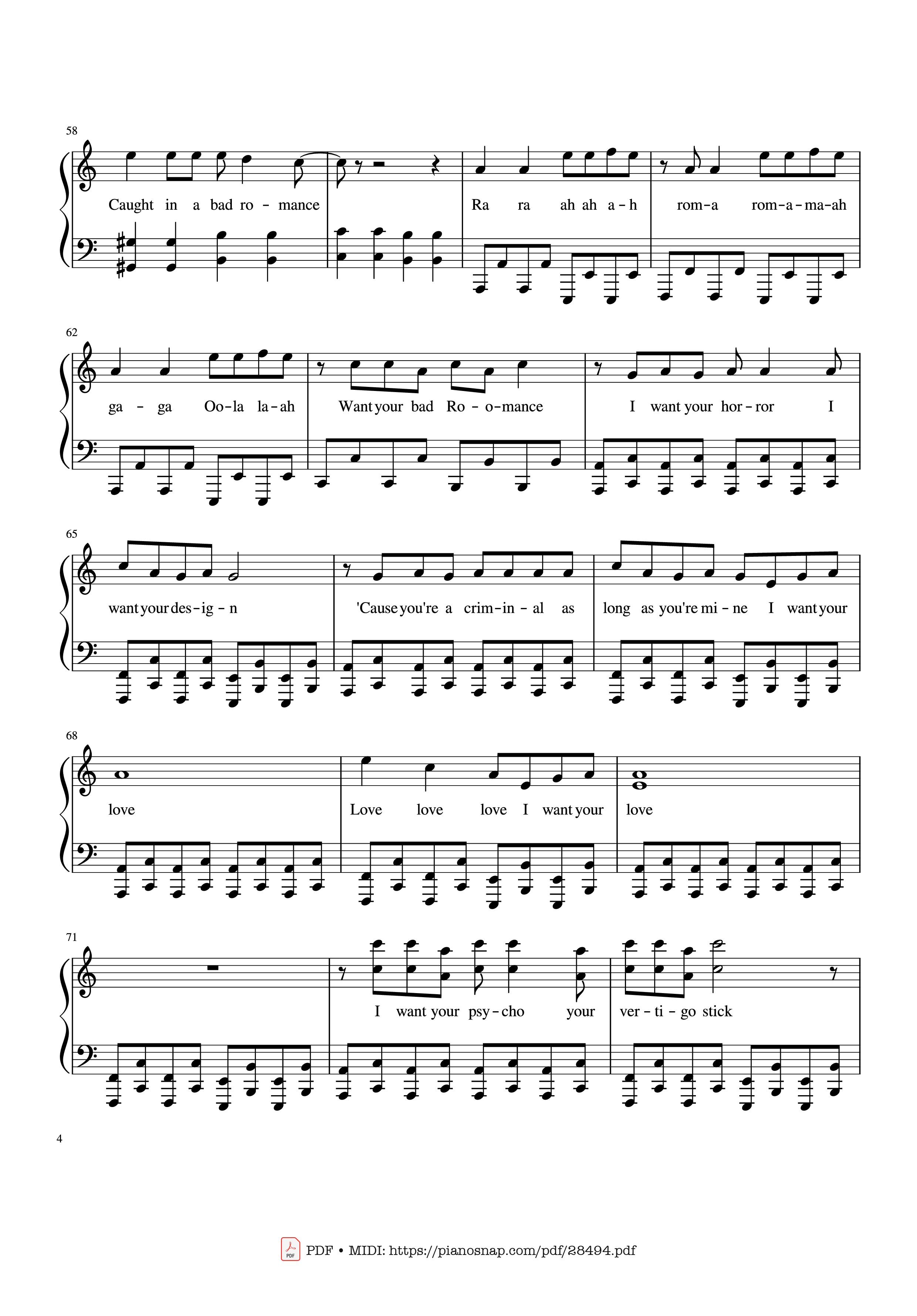 Trang 4 của Sheet nhạc PDF Piano bài hát Bad Romance - Lady Gaga Piano - Zakura