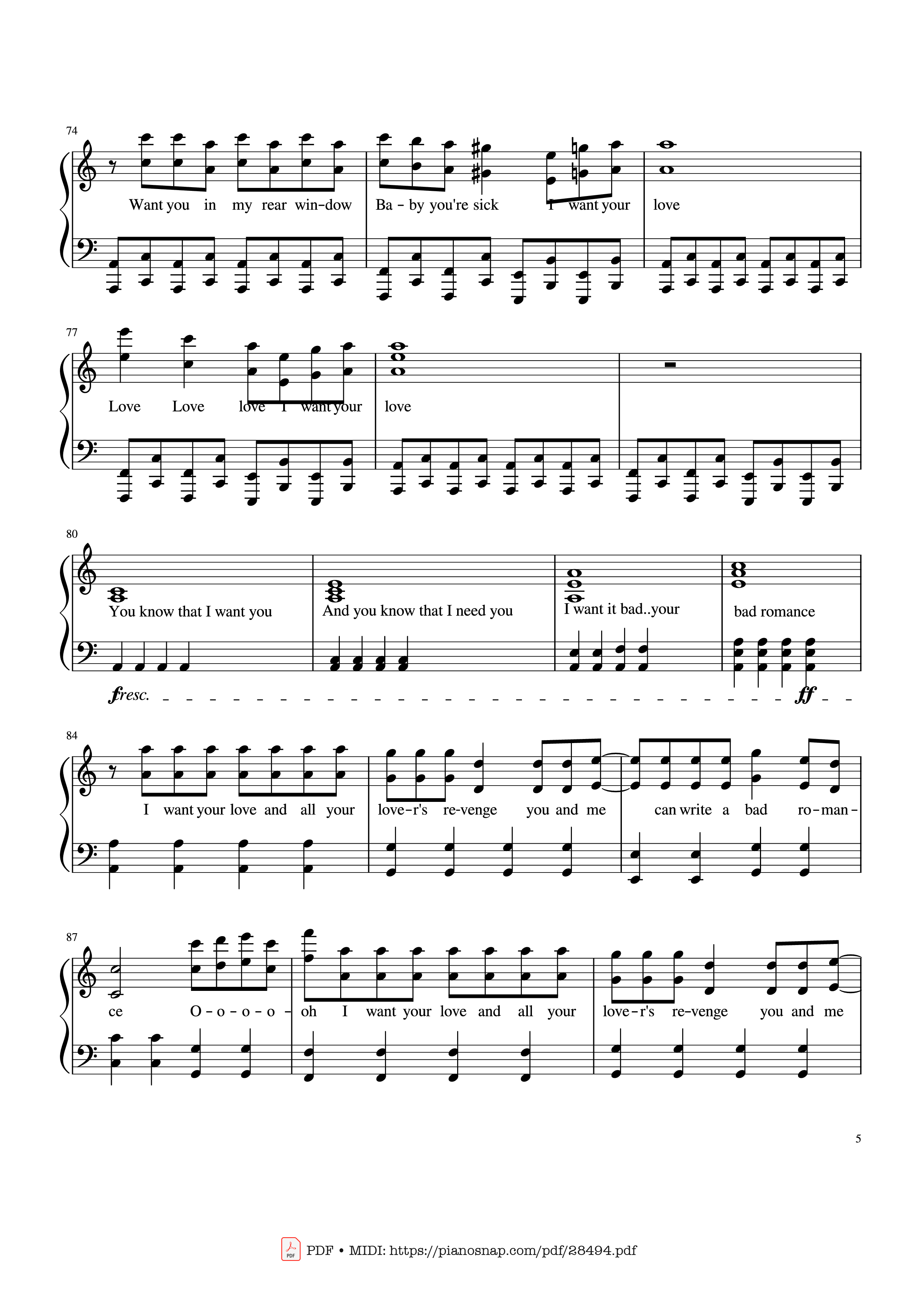Trang 5 của Sheet nhạc PDF Piano bài hát Bad Romance - Lady Gaga Piano - Zakura