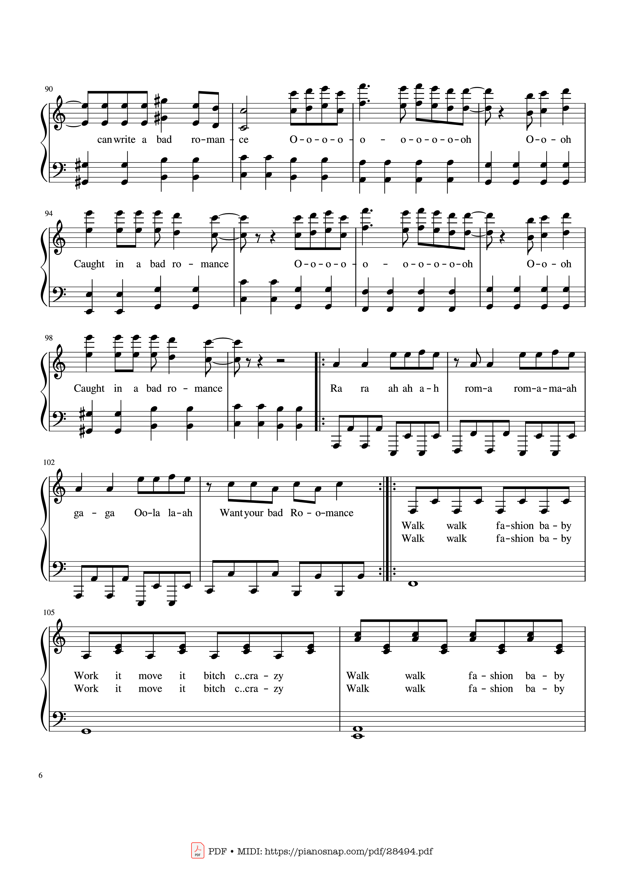 Trang 6 của Sheet nhạc PDF Piano bài hát Bad Romance - Lady Gaga Piano - Zakura