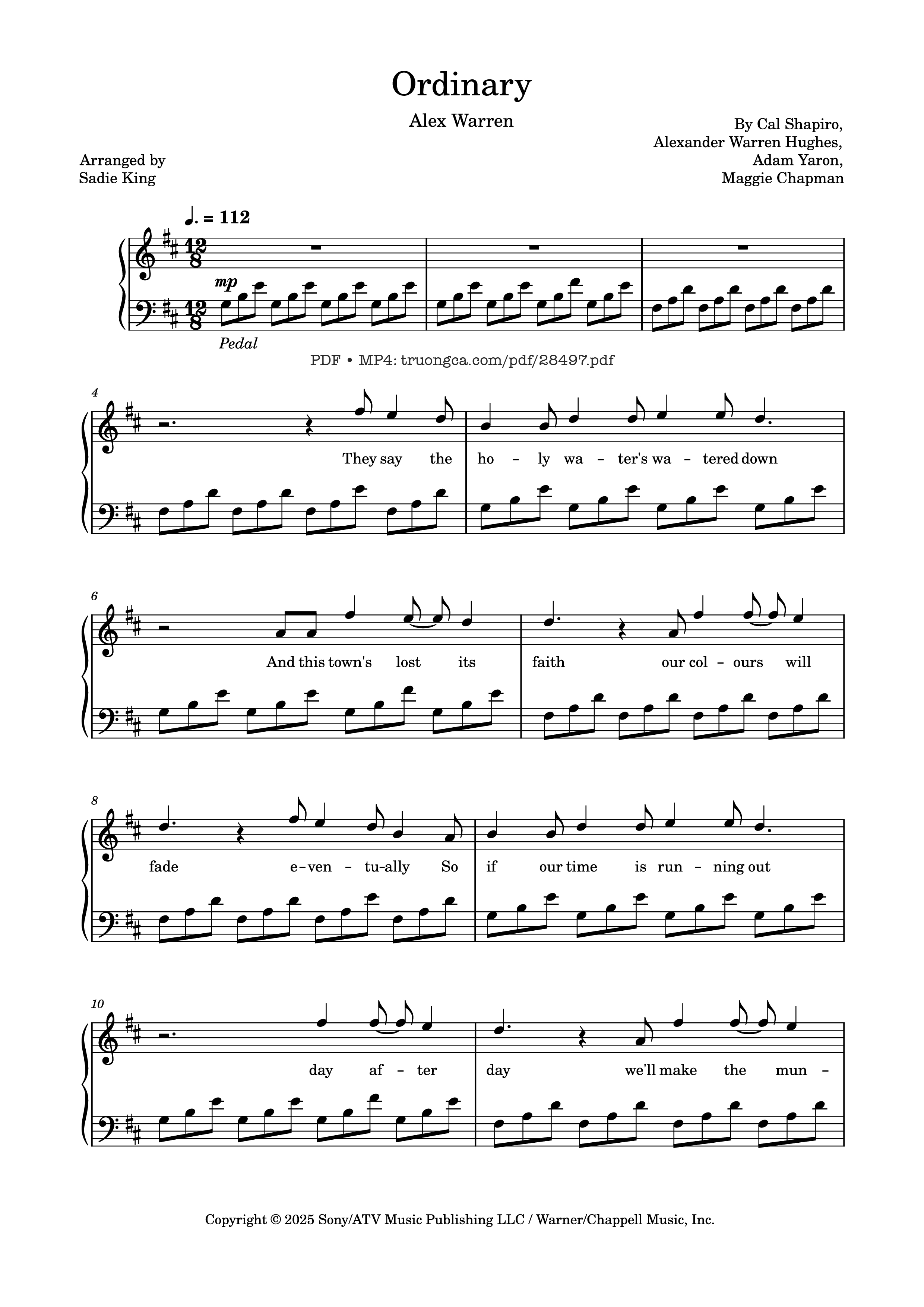 Trang 1 của Sheet nhạc PDF Piano bài hát Ordinary Piano - Cal Shapiro