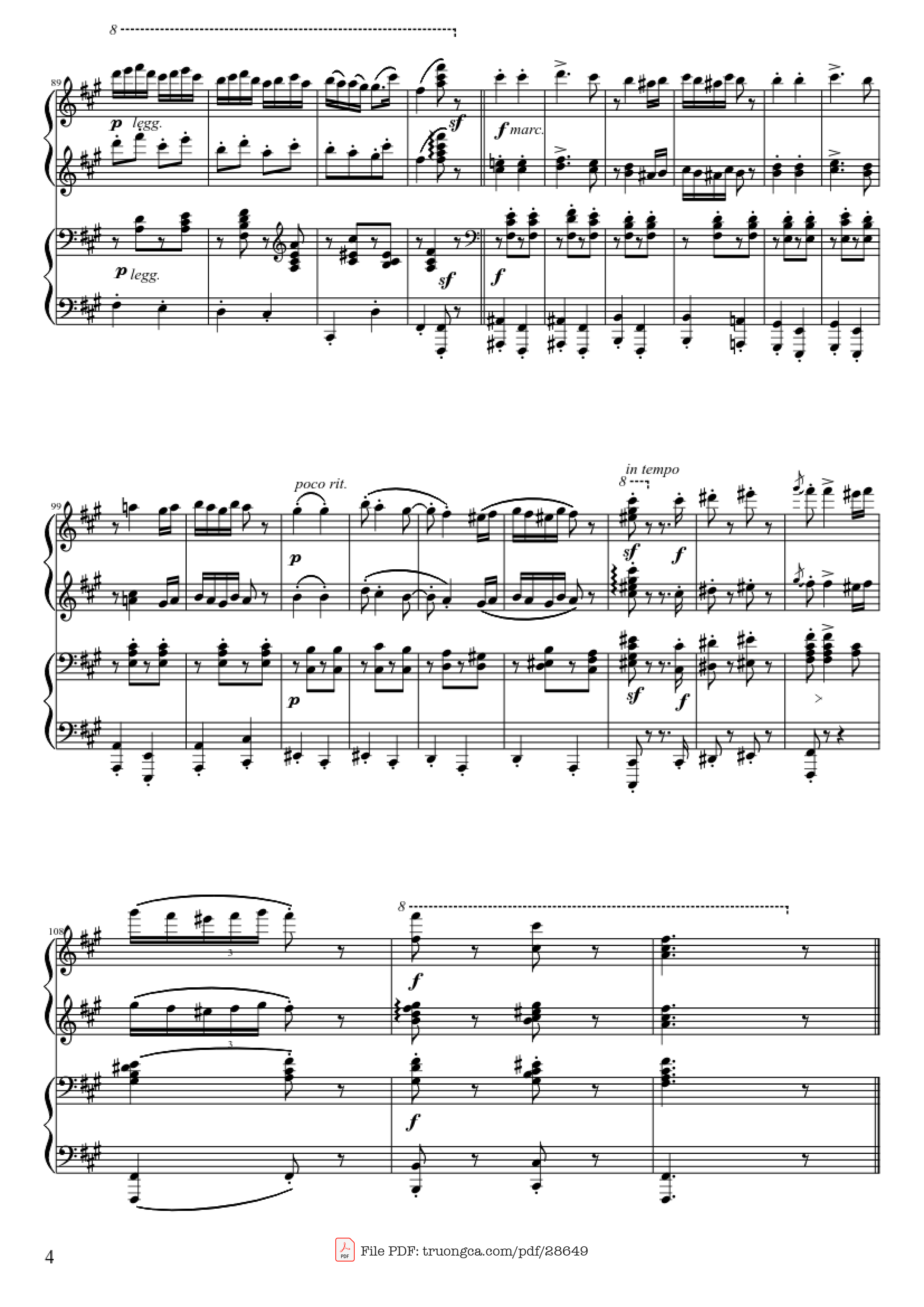Trang 4 của Sheet nhạc PDF Piano bài hát Hungarian Dance No. 5 (4 hands Piano) - Johannes Brahms
