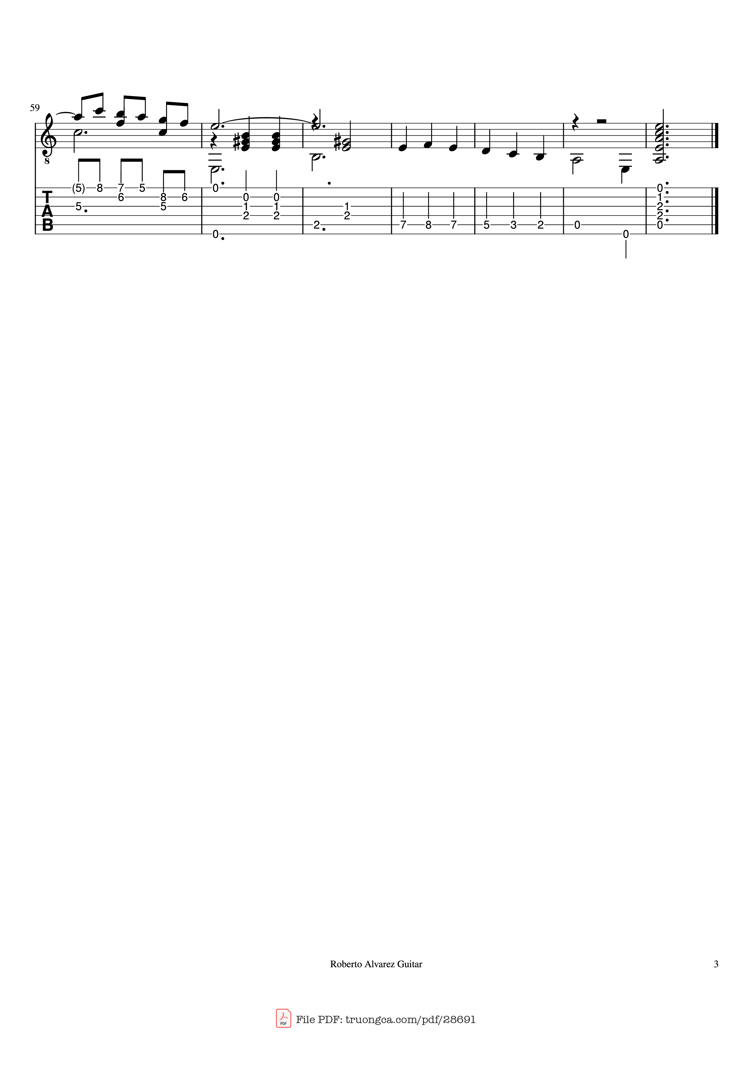 Trang 3 của Sheet nhạc PDF Guitar Tab bài hát La Llorona Guitar TAB - Domino popular