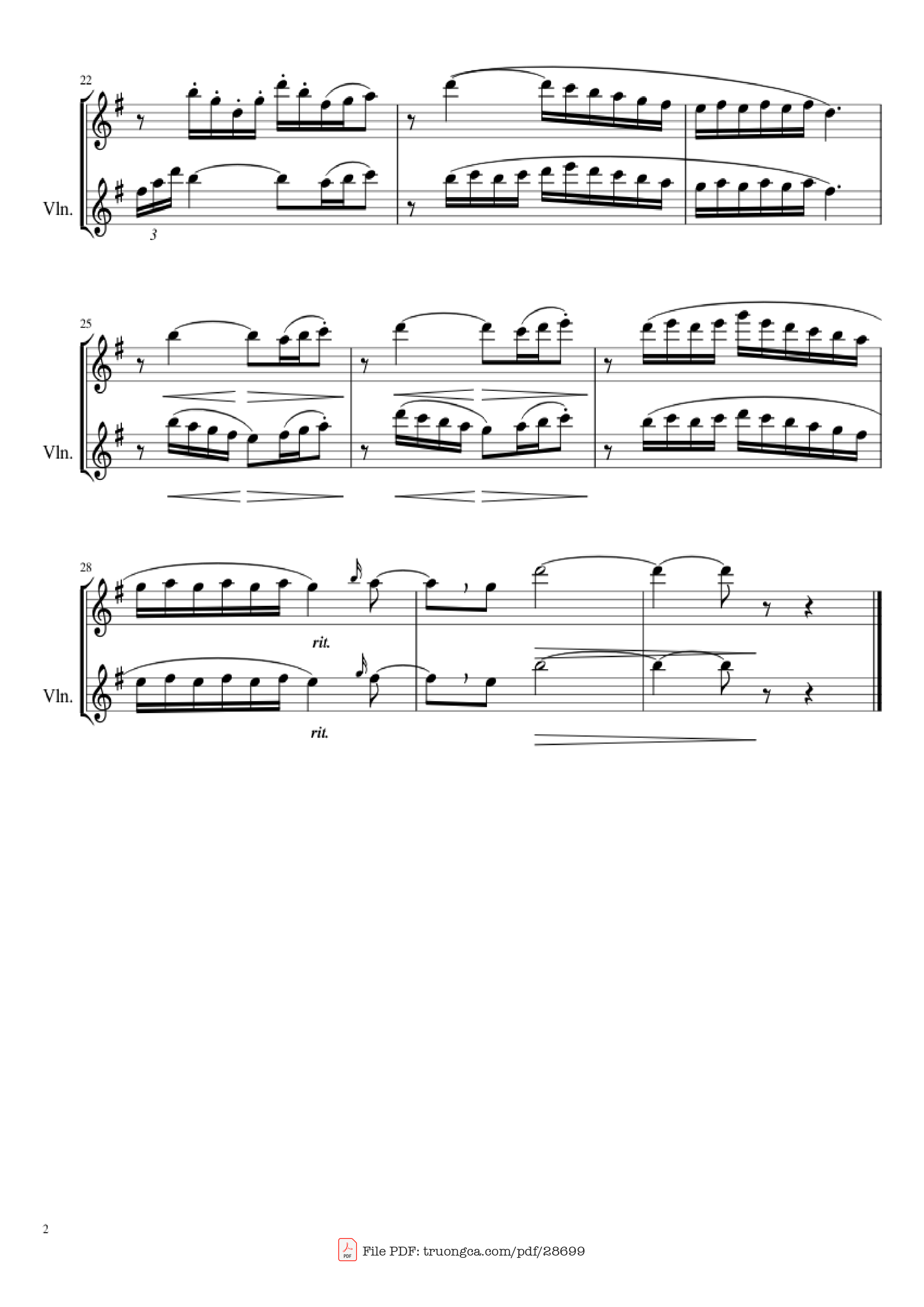 Trang 2 của Sheet nhạc PDF bài hát Flower Duet Violin - Composed by: Léo Delibes Arr. Felipe Caldeira