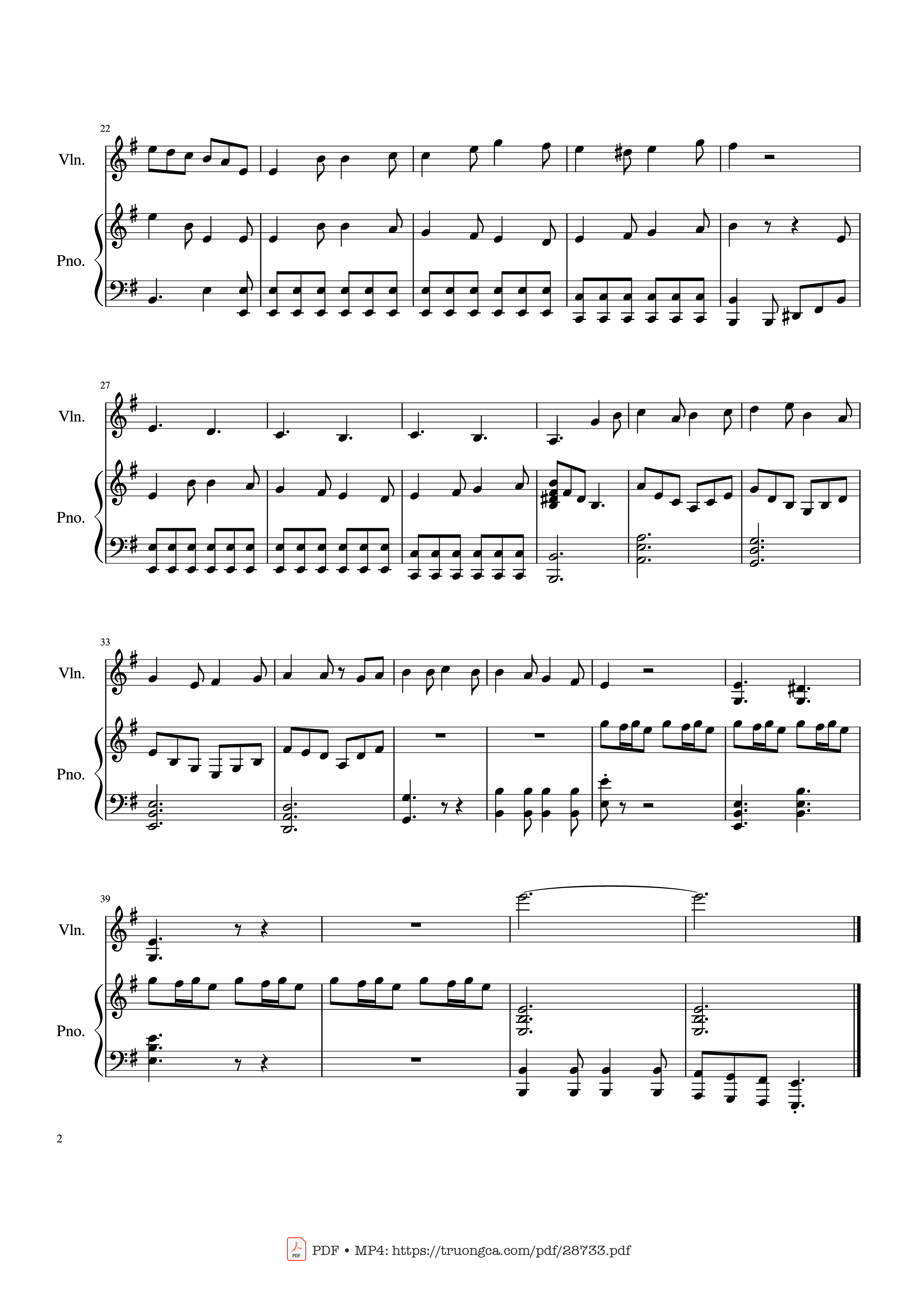 Trang 2 của Sheet nhạc PDF Piano bài hát Carol of the Bells Piano & Violin - Ukrainian