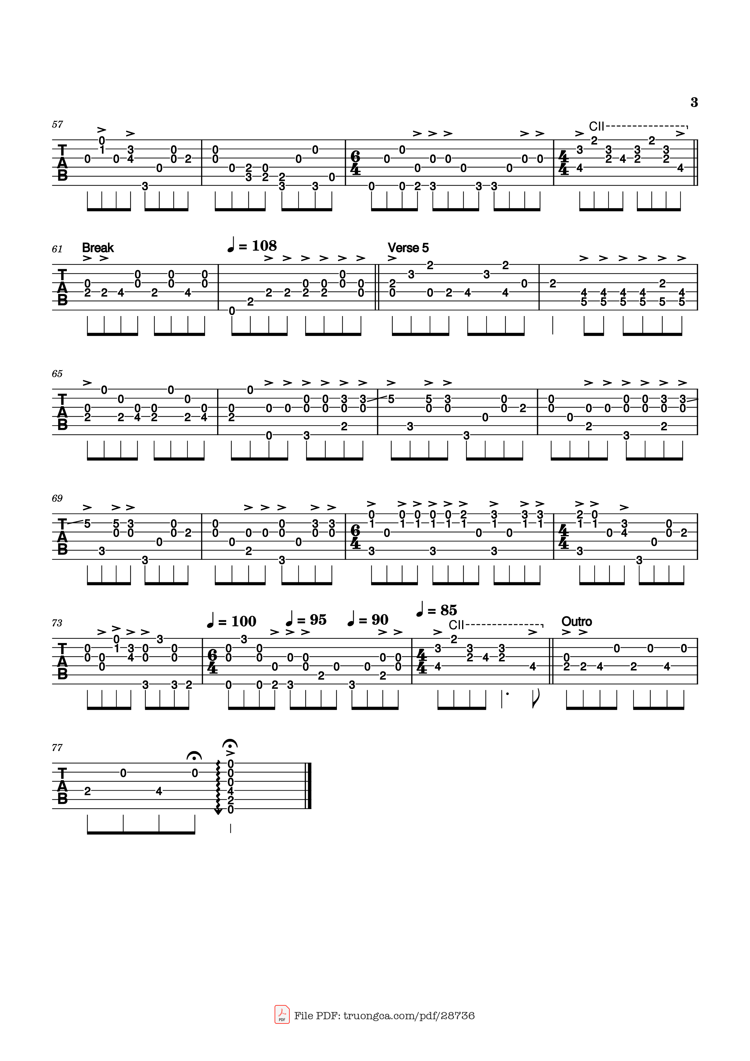 Trang 3 của Sheet nhạc PDF Guitar Tab bài hát The Sound of Silence (v2) Guitar TAB - Paul Simon