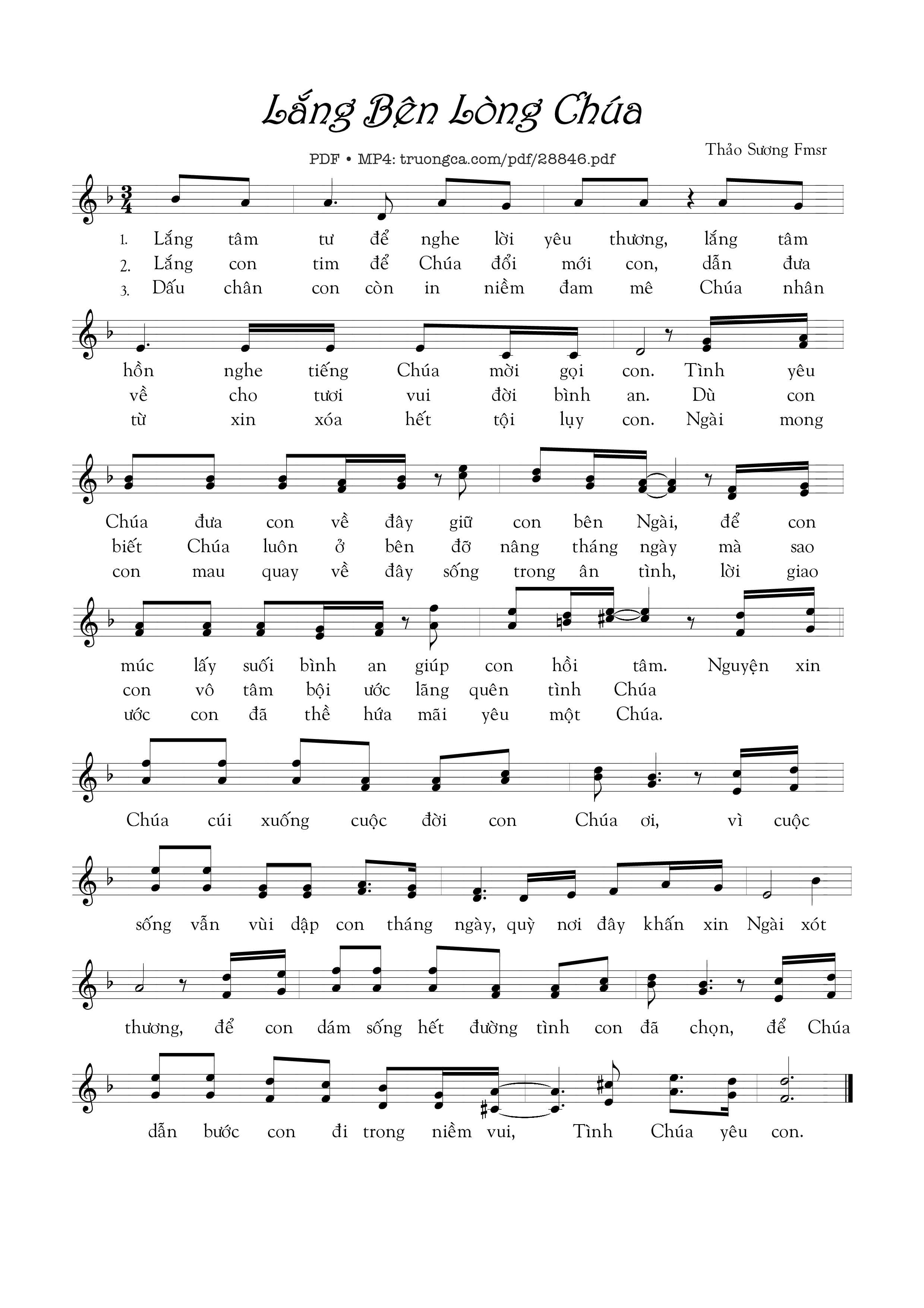 Sheet nhạc PDF bài Lắng Bên Lòng Chúa