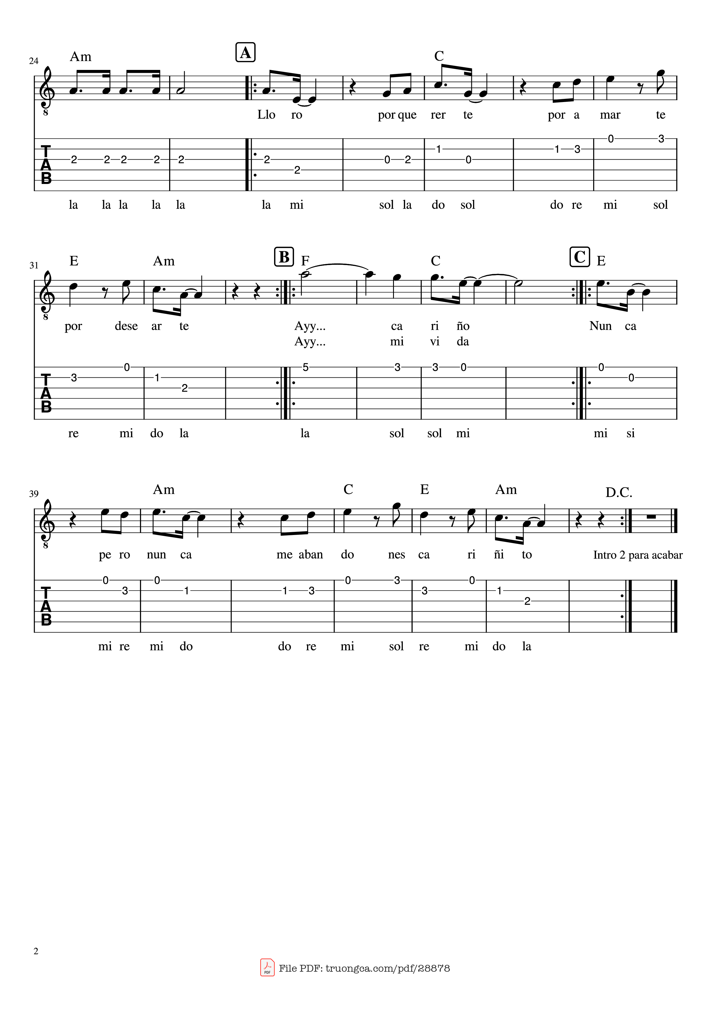 Trang 2 của Sheet nhạc PDF Guitar Tab bài hát Cariñito Guitar TAB - Autor y Compositor: Ángel Anibal Rosado