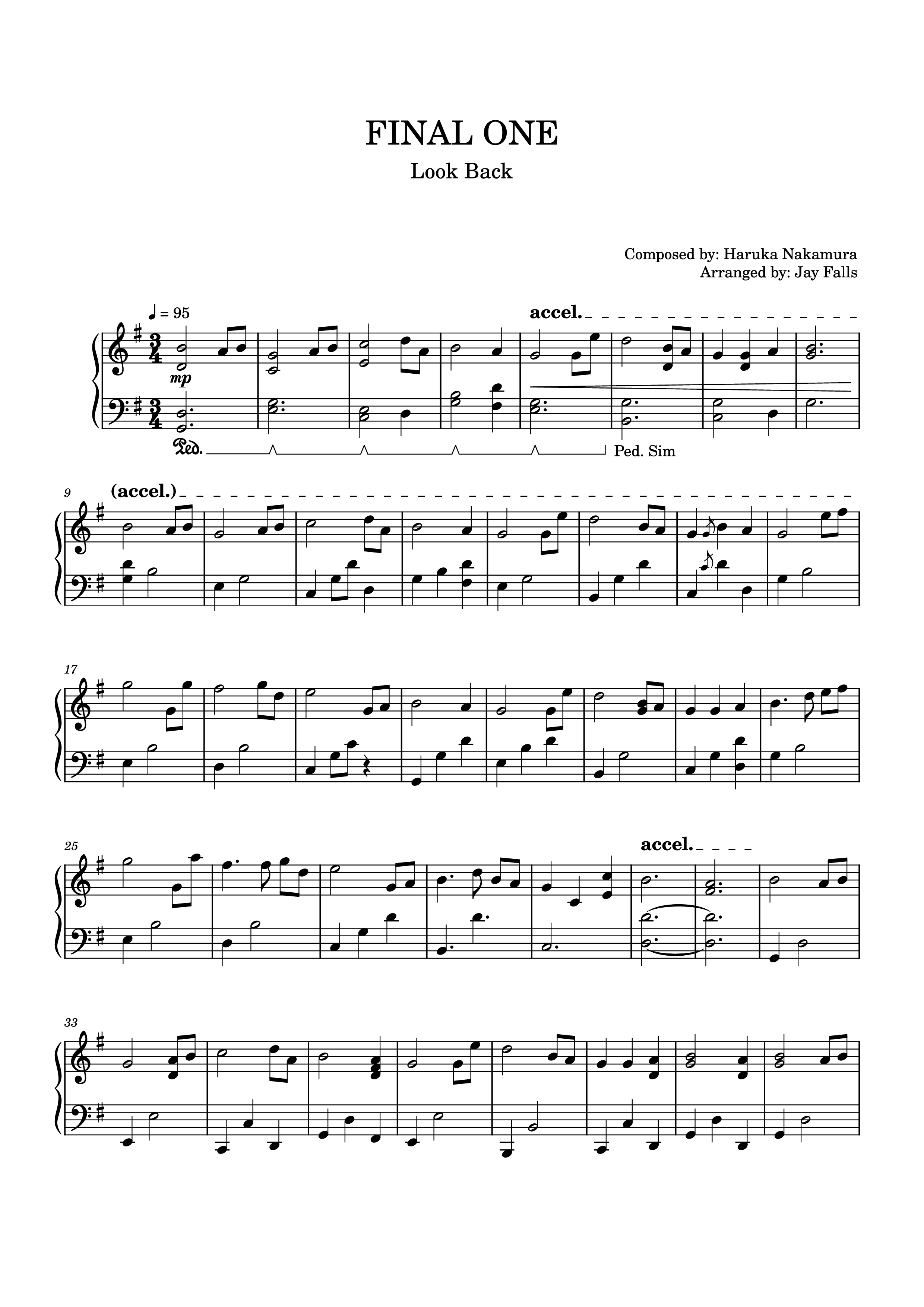 Trang 1 của Sheet nhạc PDF Piano bài hát FINAL ONE Piano - Composed by: Haruka Nakamura