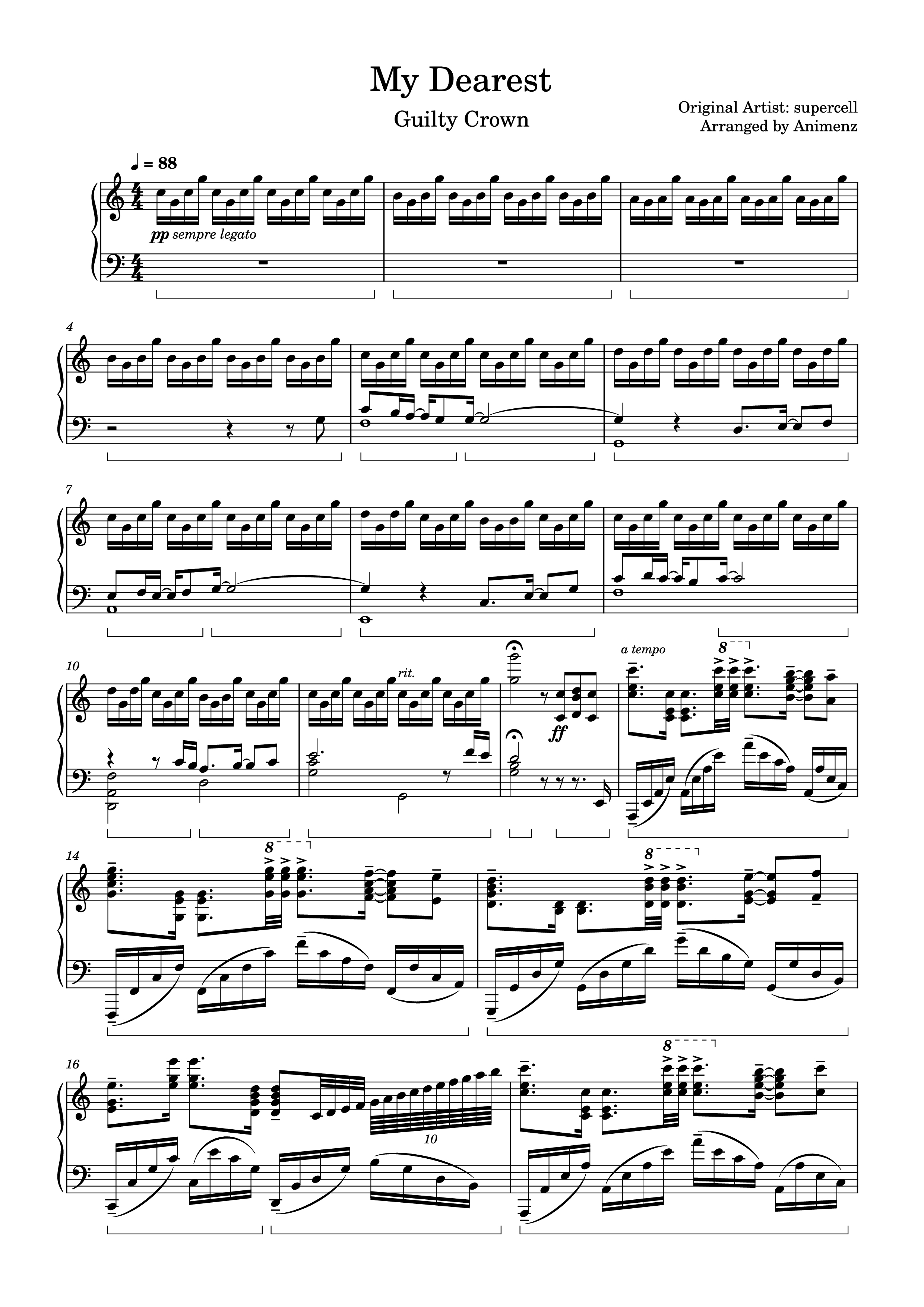 Trang 1 của Sheet nhạc PDF Piano bài hát My Dearest Piano - Original Artist: supercell