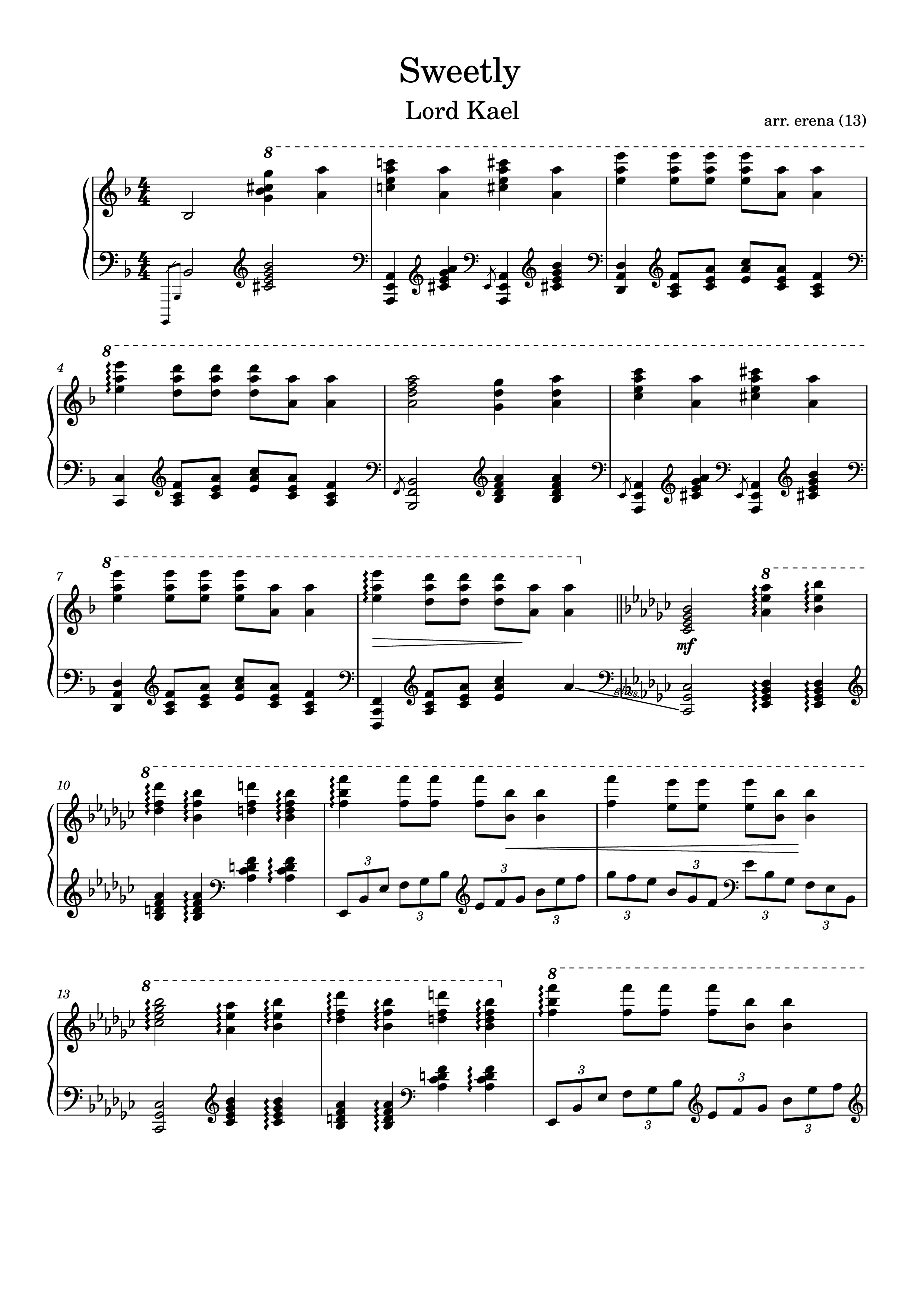 Trang 1 của Sheet nhạc PDF Piano bài hát Sweetly Piano - Lord Kael