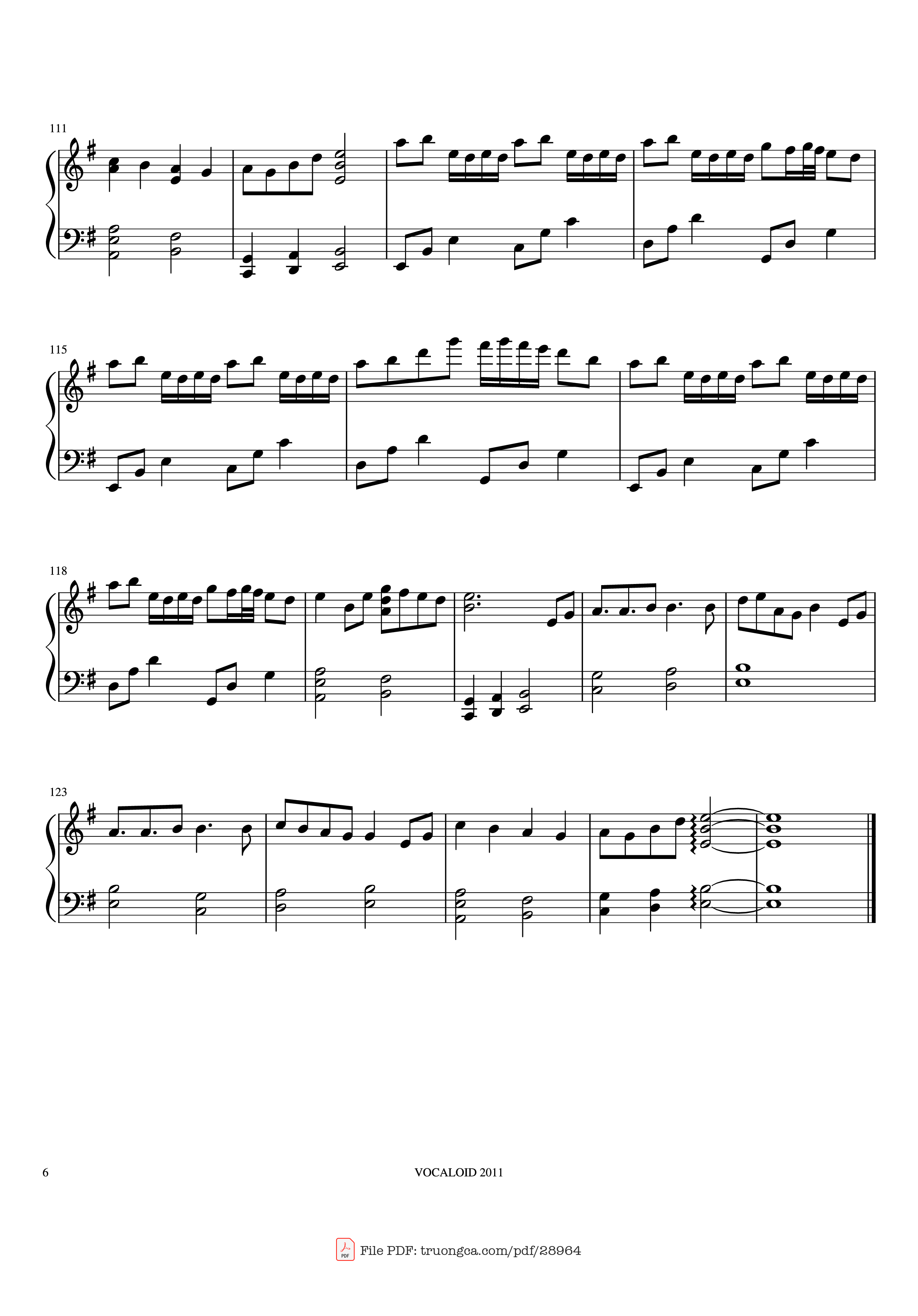 Trang 6 của Sheet nhạc PDF Piano bài hát Senbonzakura Piano - Undefined