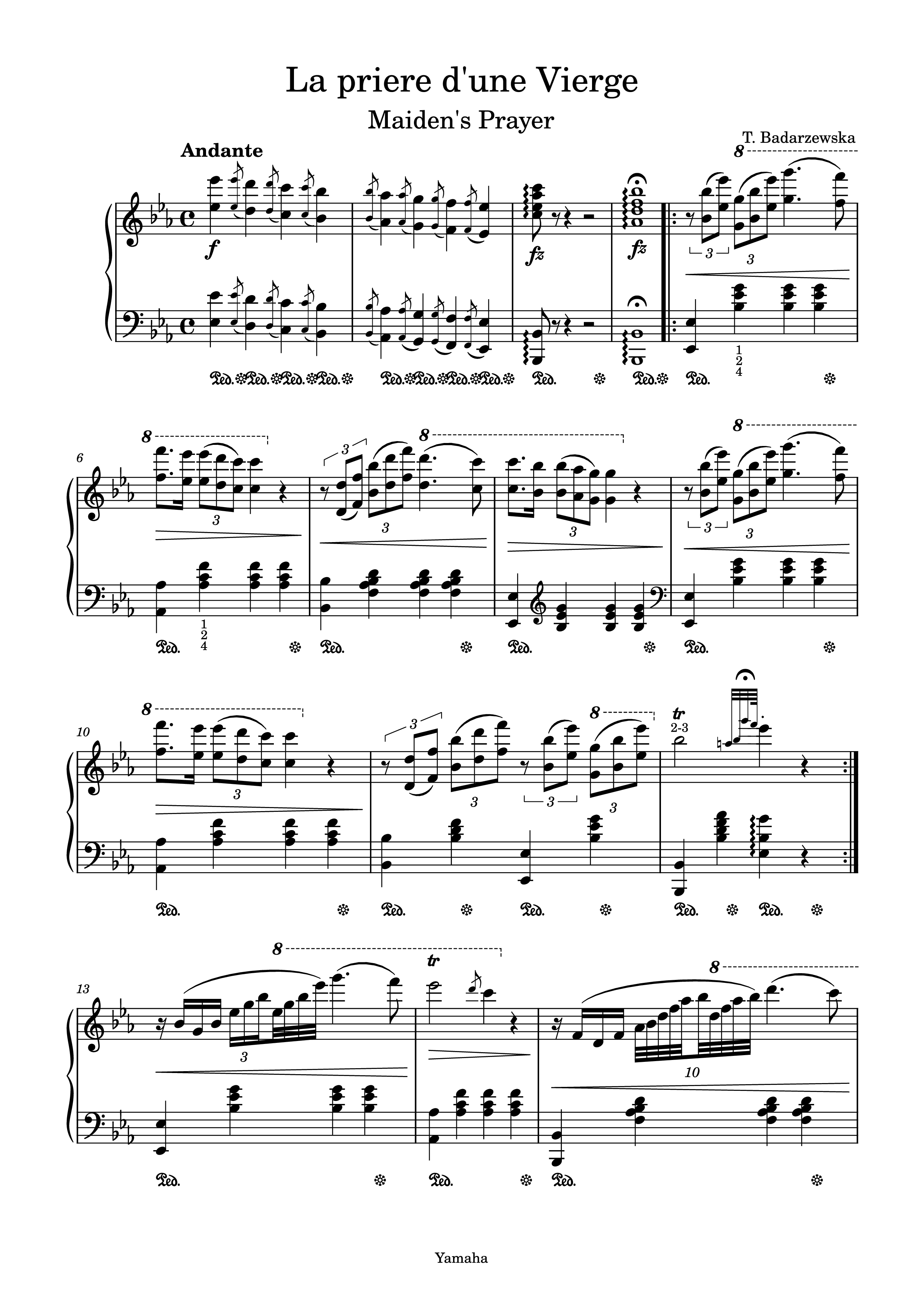 Trang 1 của Sheet nhạc PDF Piano bài hát La priere d