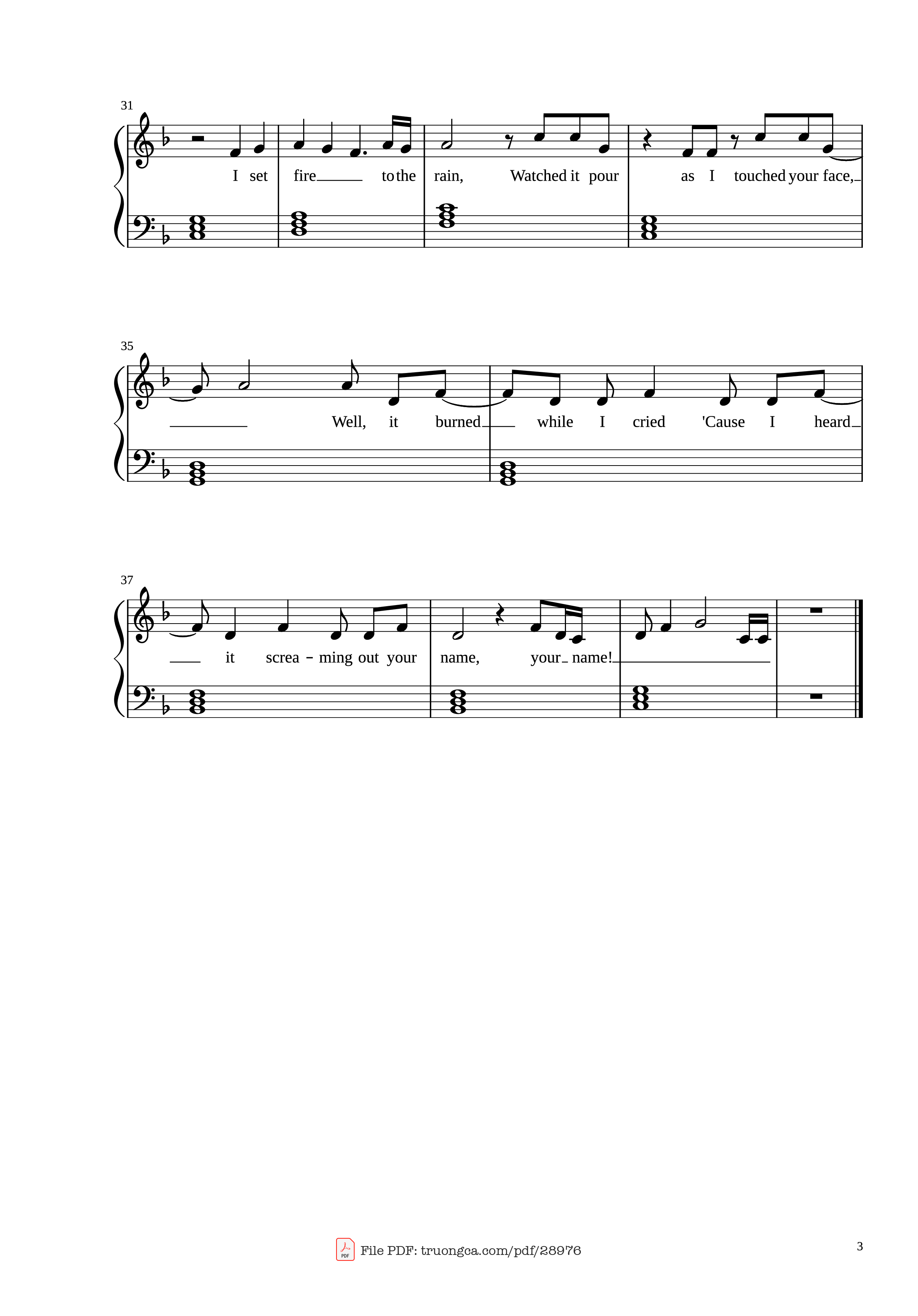 Trang 3 của Sheet nhạc PDF Piano bài hát Set Fire To The Rain Piano - Adele