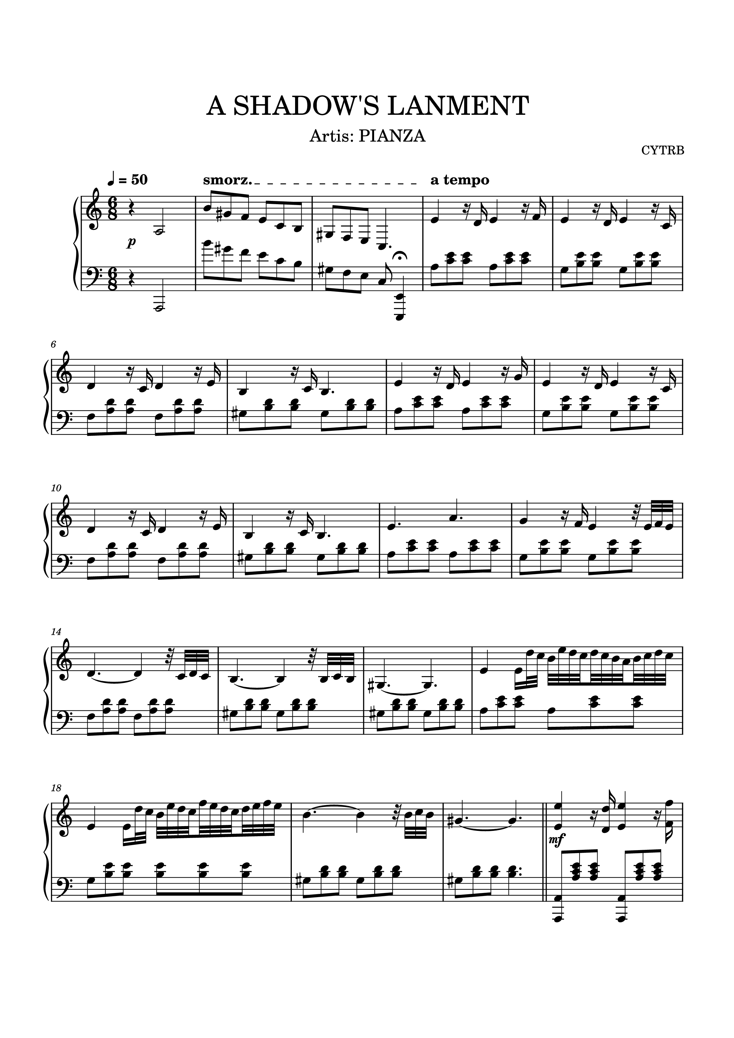 Trang 1 của Sheet nhạc PDF Piano bài hát A SHADOW