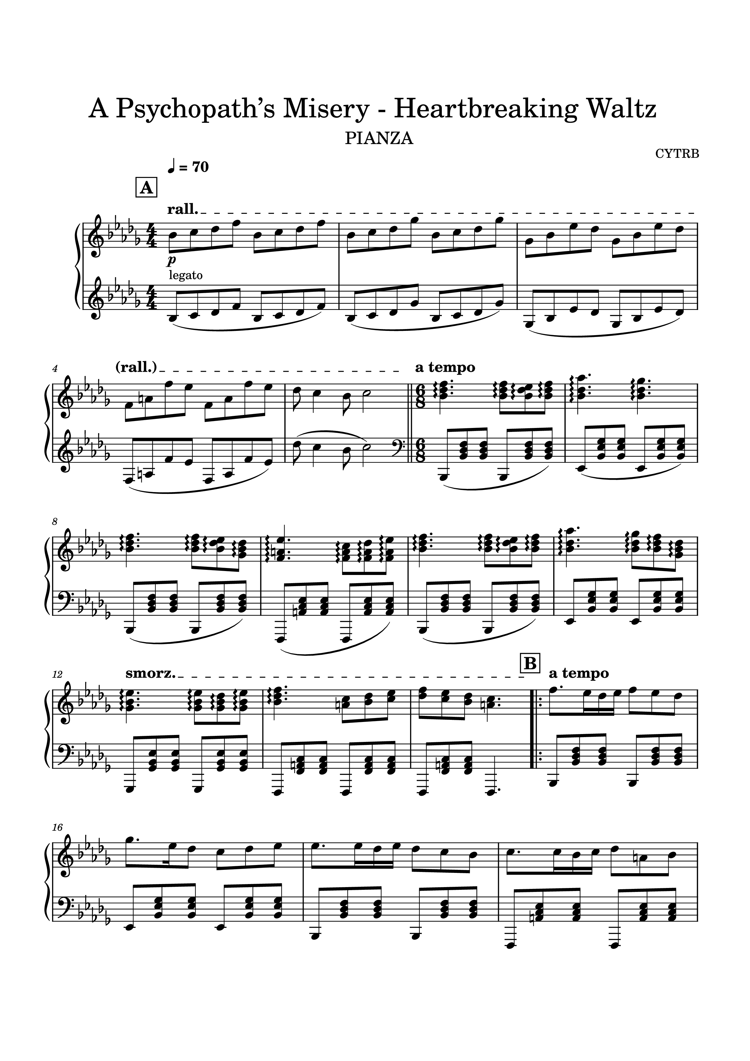 Trang 1 của Sheet nhạc PDF Piano bài hát A Psychopath’s Misery - Heartbreaking Waltz Piano - CYTRB