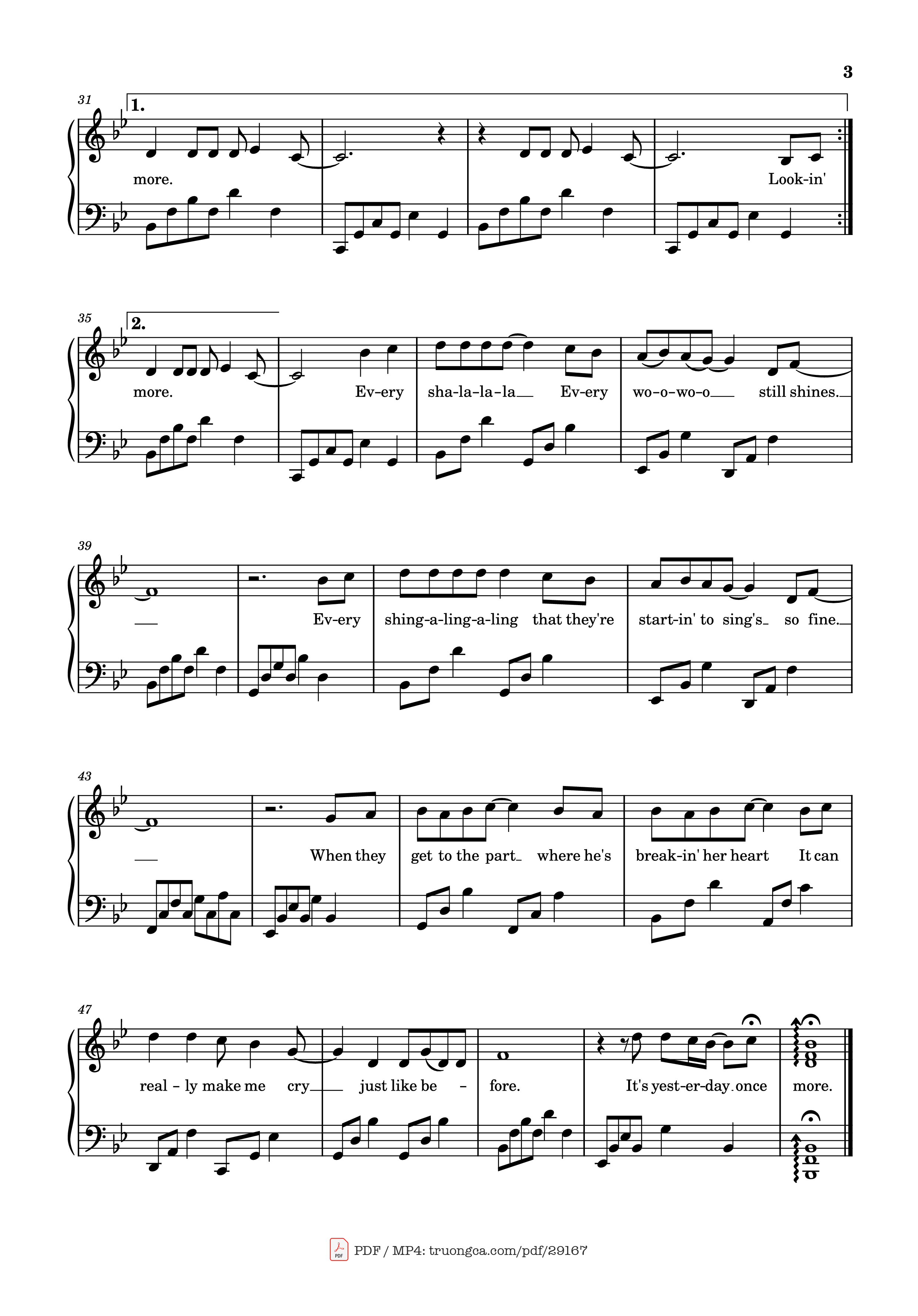 Trang 3 của Sheet nhạc PDF Piano bài hát Yesterday Once More Piano - The Carpenters