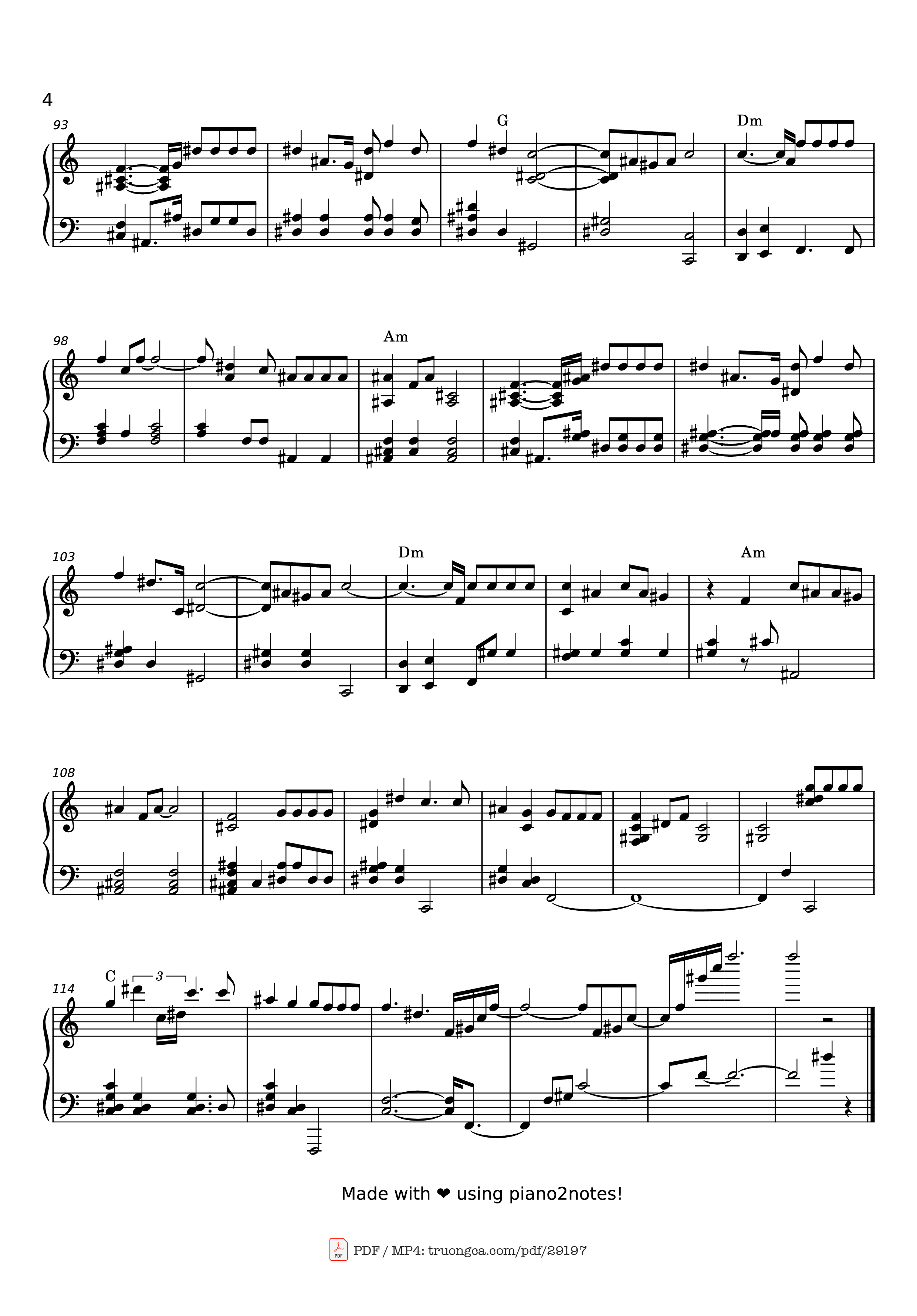 Trang 4 của Sheet nhạc PDF Piano bài hát Tình Nhạt Phai Piano (一起走过的日子) - Andy Lau