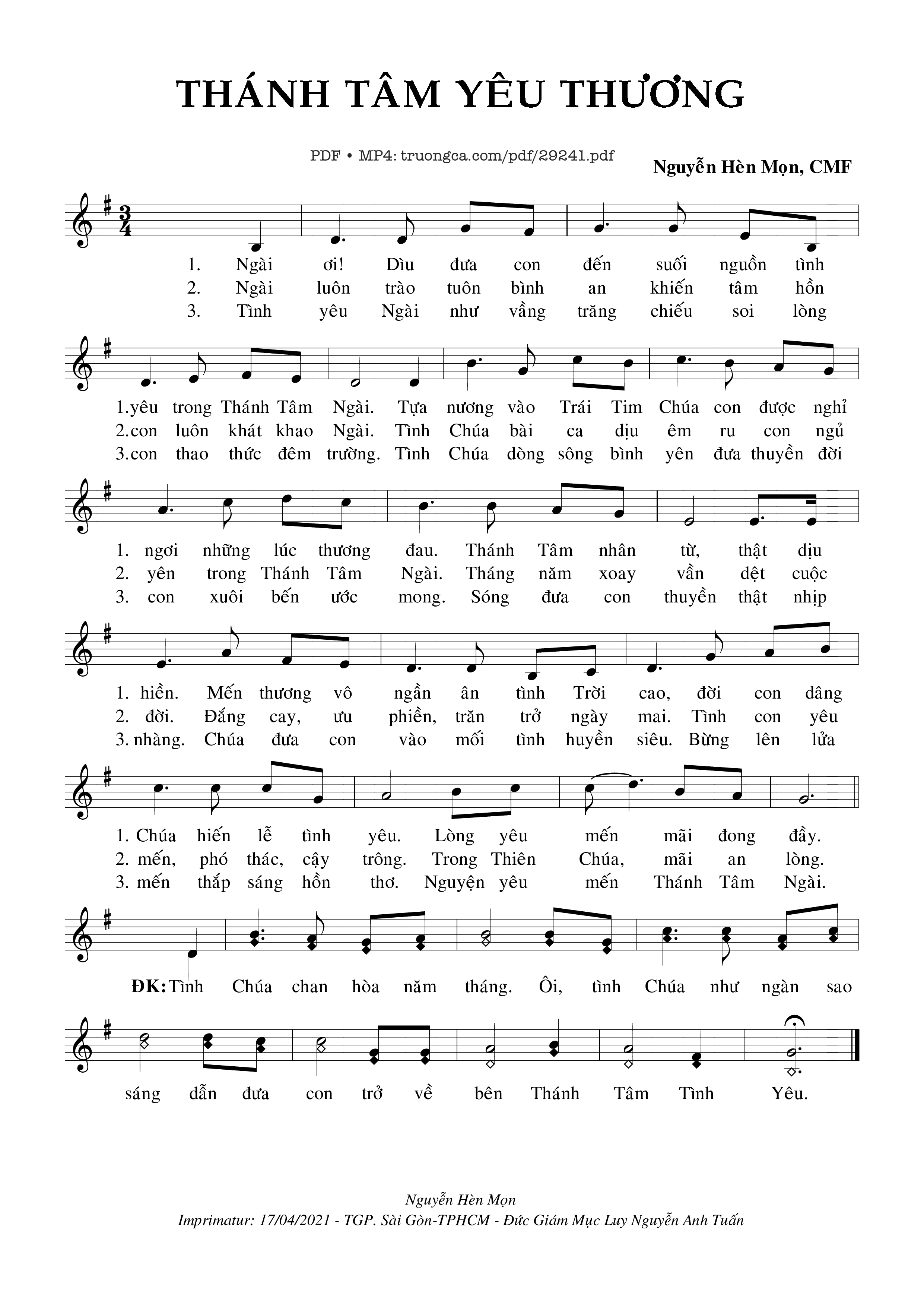 Sheet nhạc PDF bài Thánh Tâm Yêu Thương