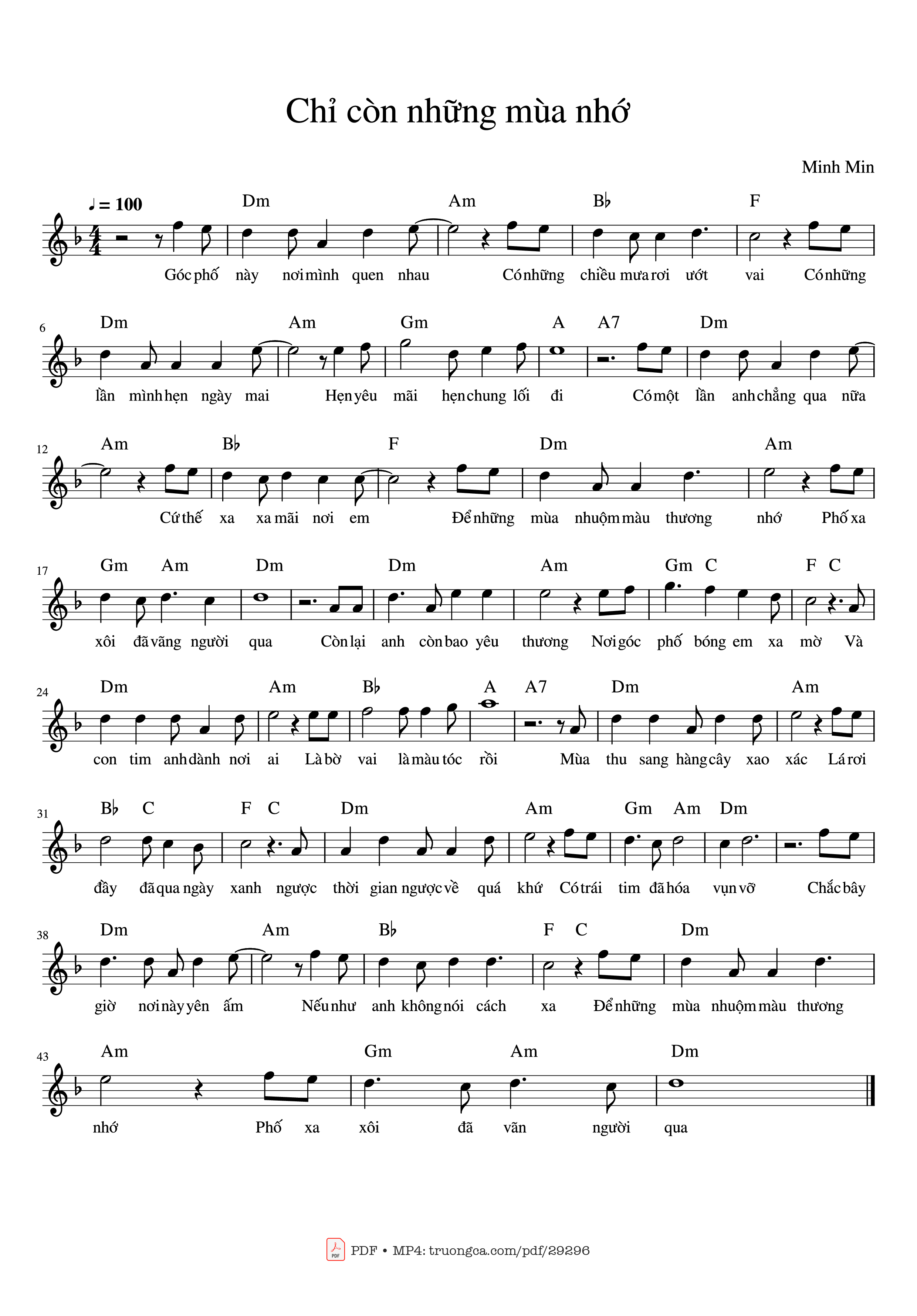 Sheet nhạc PDF bài Chỉ còn những mùa nhớ Piano