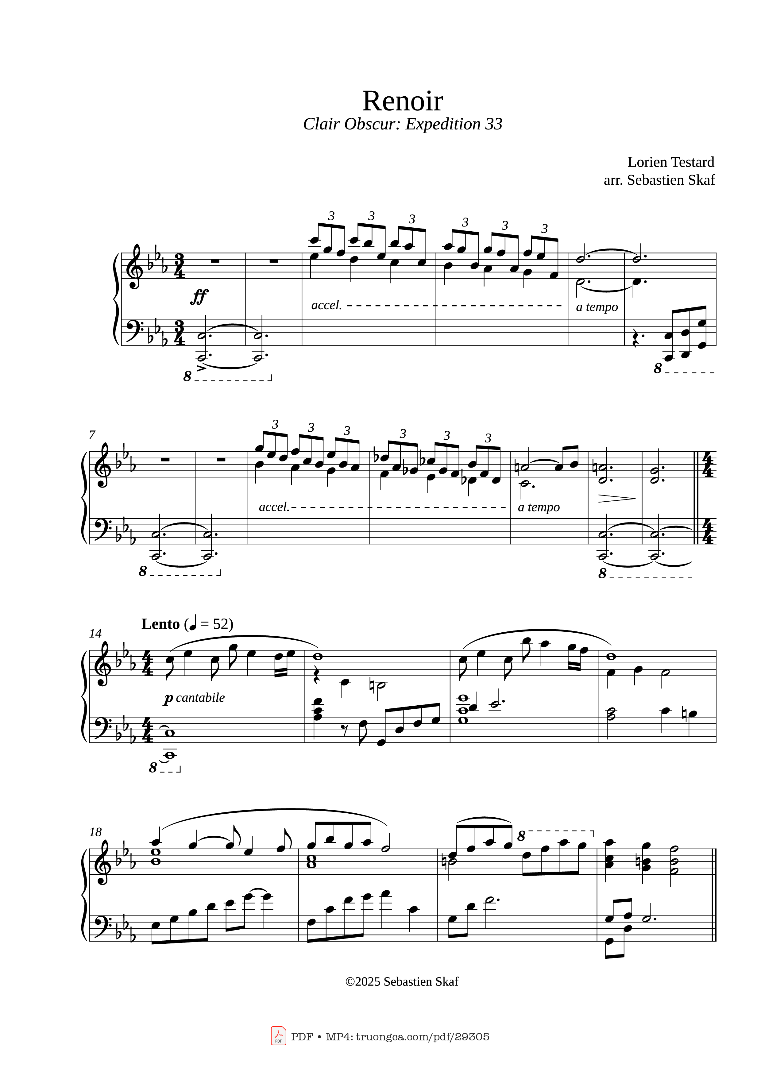 Sheet nhạc PDF bài Renoir - Lorien Testard