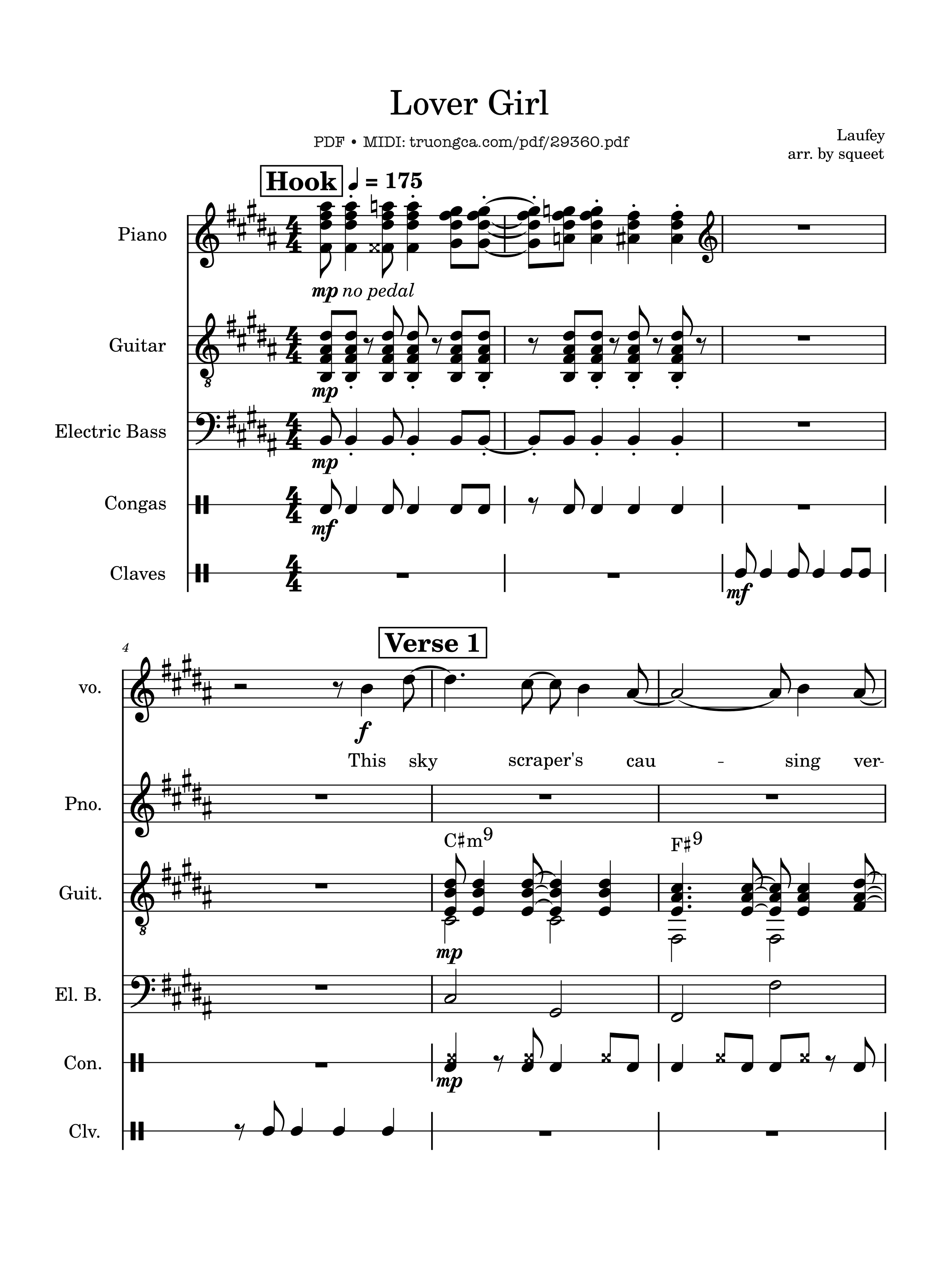 Sheet nhạc PDF bài Lover Girl Piano