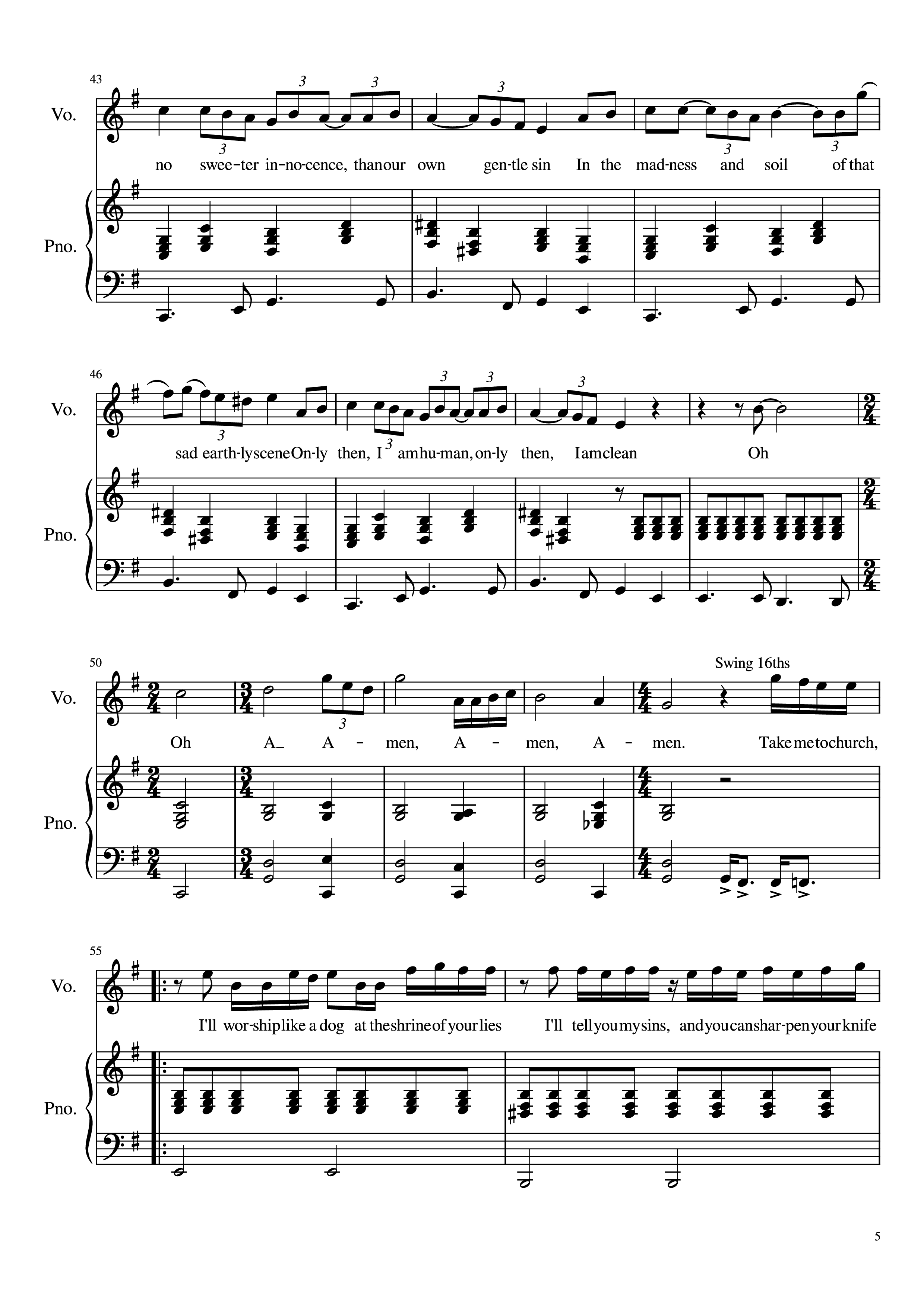 Trang 5 của Sheet nhạc PDF Piano bài hát Take Me To Church Piano - Hozier
