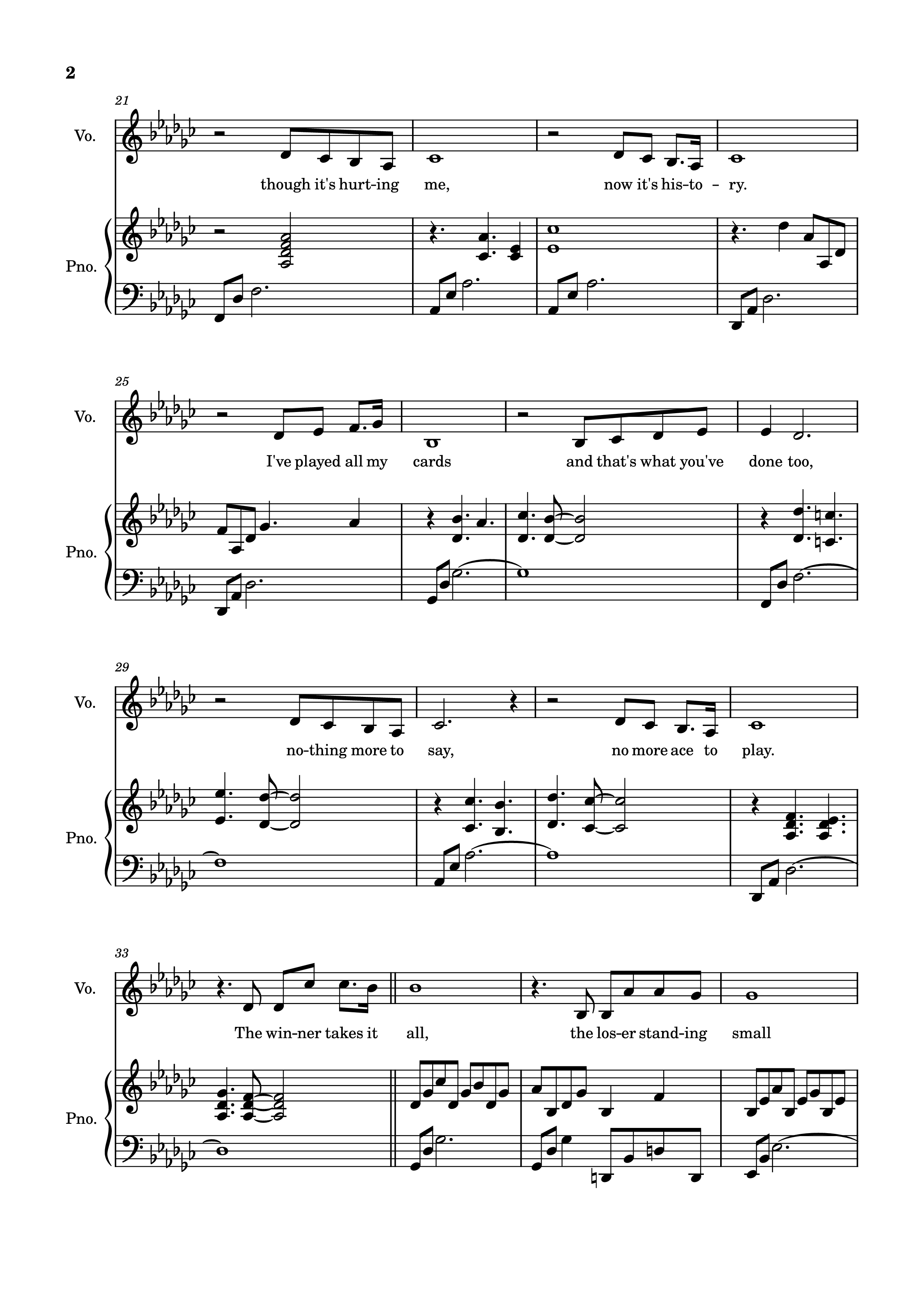 Trang 2 của Sheet nhạc PDF Piano bài hát The Winner Takes It All Piano - Arr: Dinailson Lima