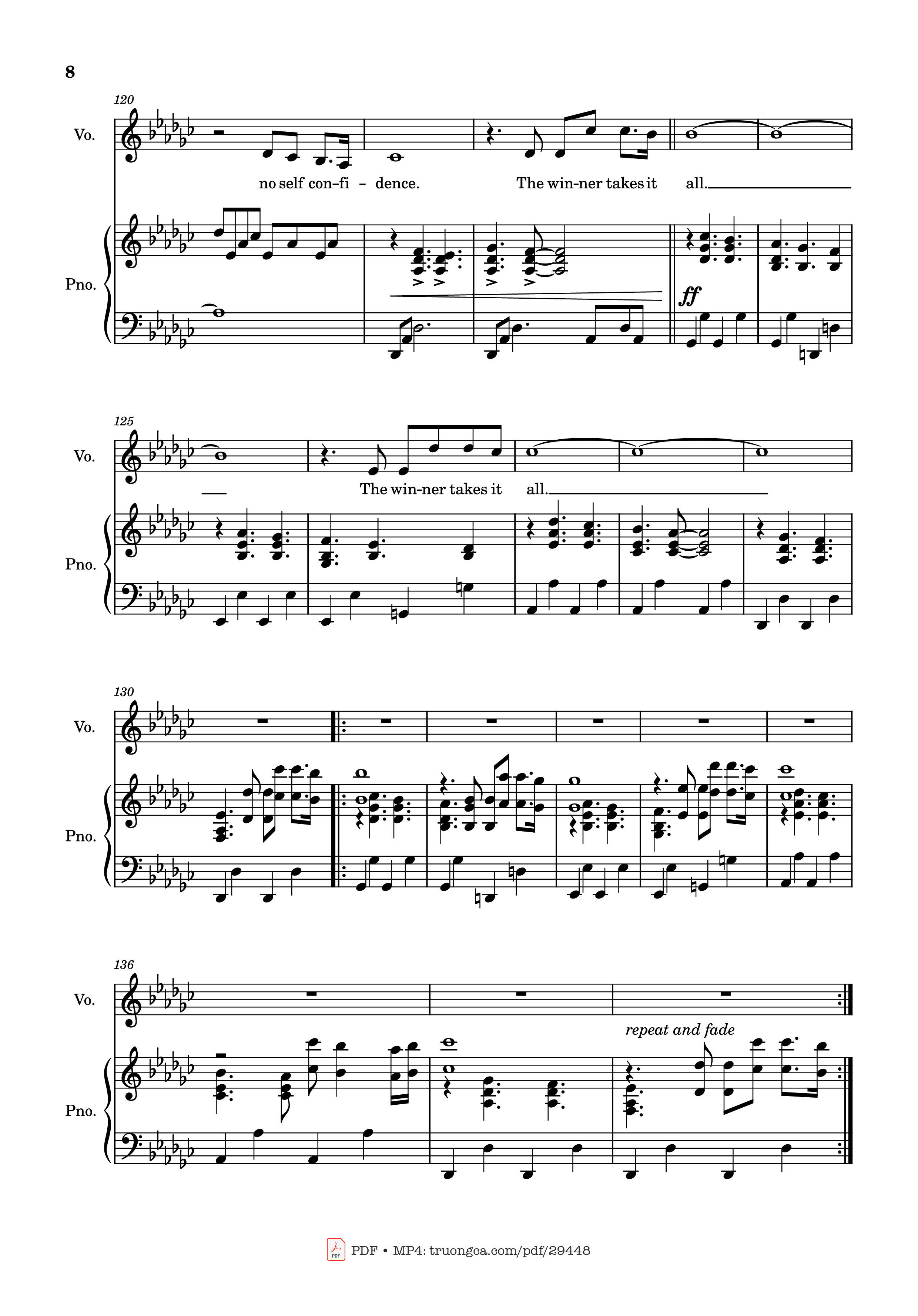 Trang 8 của Sheet nhạc PDF Piano bài hát The Winner Takes It All Piano - Arr: Dinailson Lima
