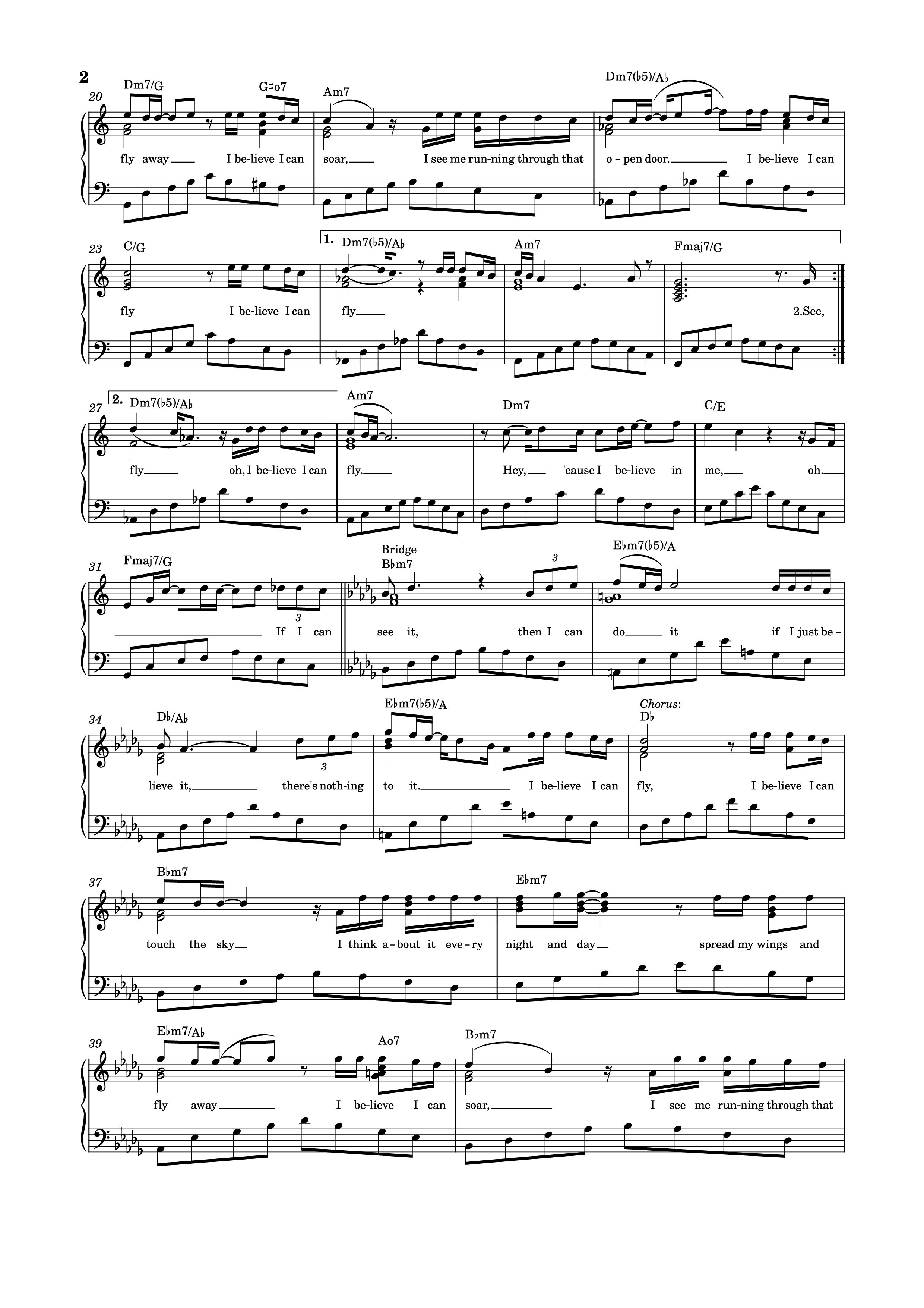 Trang 2 của Sheet nhạc PDF bài hát I believe I can fly Piano - R. Kelly