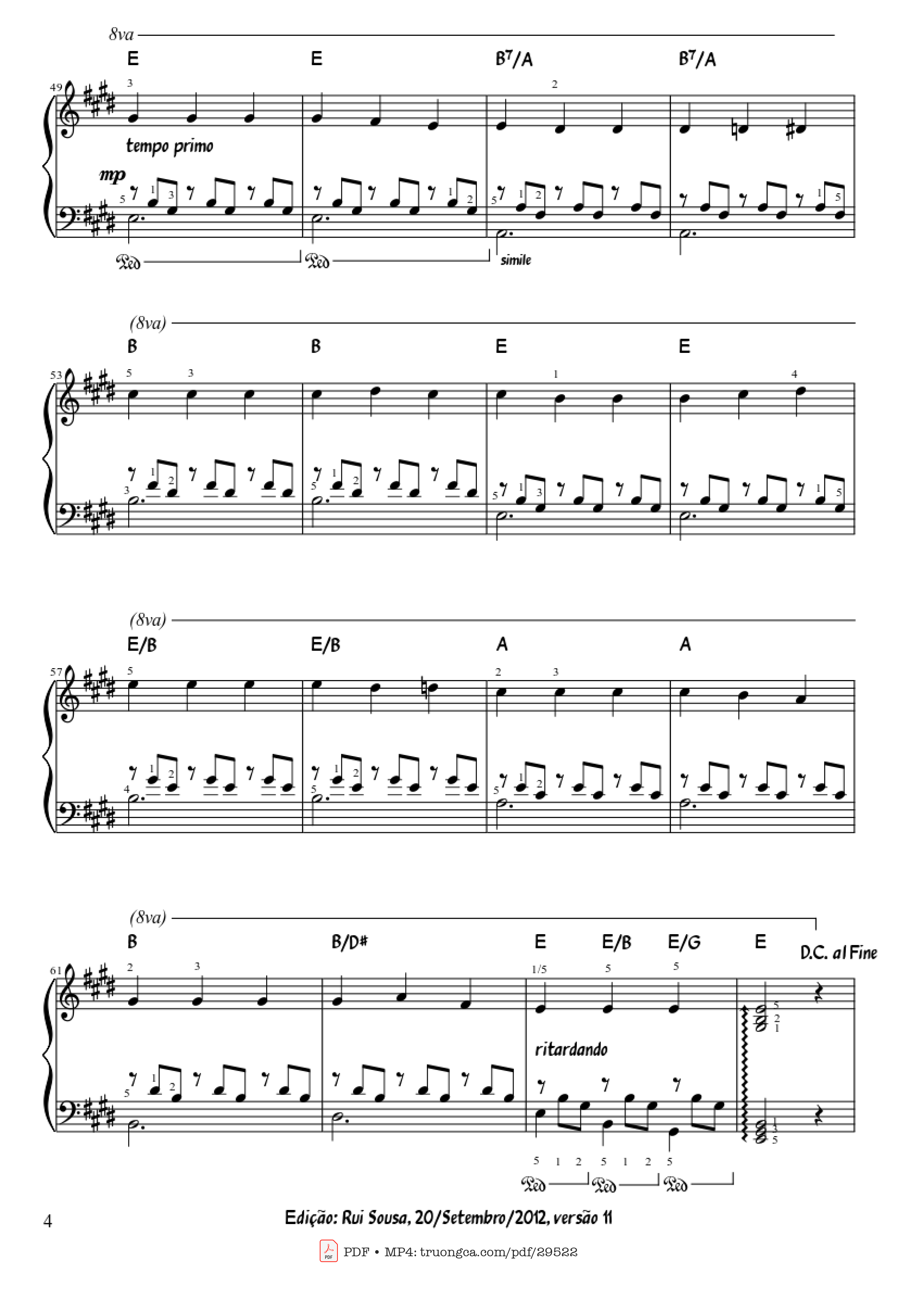 Trang 4 của Sheet nhạc PDF Piano bài hát Spanish Romance Piano - Spanish Romance
