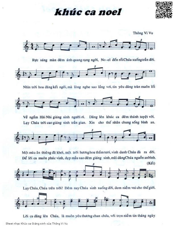 Trang 1 của Sheet nhạc PDF bài hát Khúc ca Giáng sinh - Thông Vi Vu, 1.  Rực sáng màn đêm ánh quang  rạng ngời. Noel đến  rồi Chúa xuống  trần đời