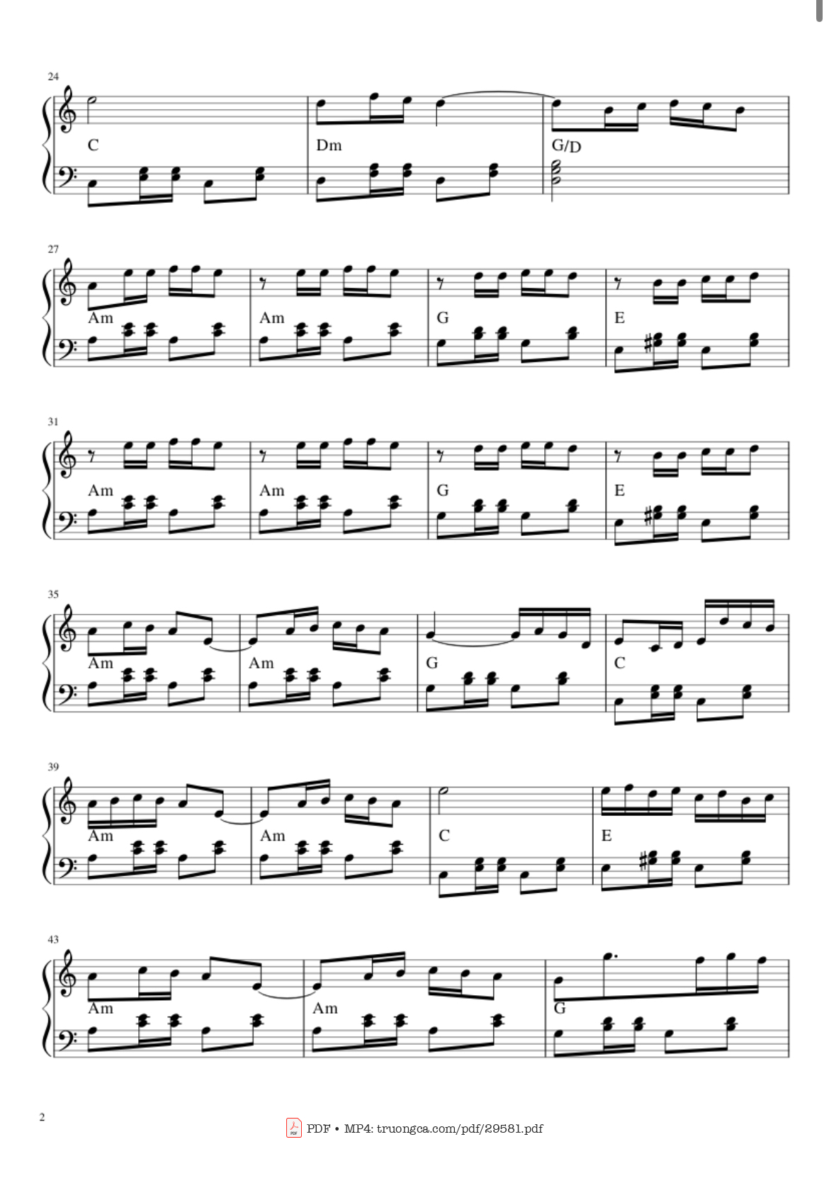 Trang 2 của Sheet nhạc PDF bài hát Xổ số Thủ Đô Piano - Marek & Wacek