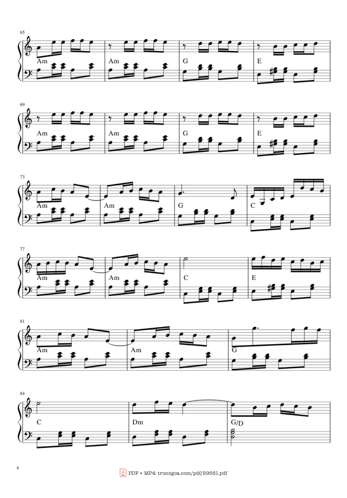 Trang 4 của Sheet nhạc PDF bài hát Xổ số Thủ Đô Piano - Marek & Wacek