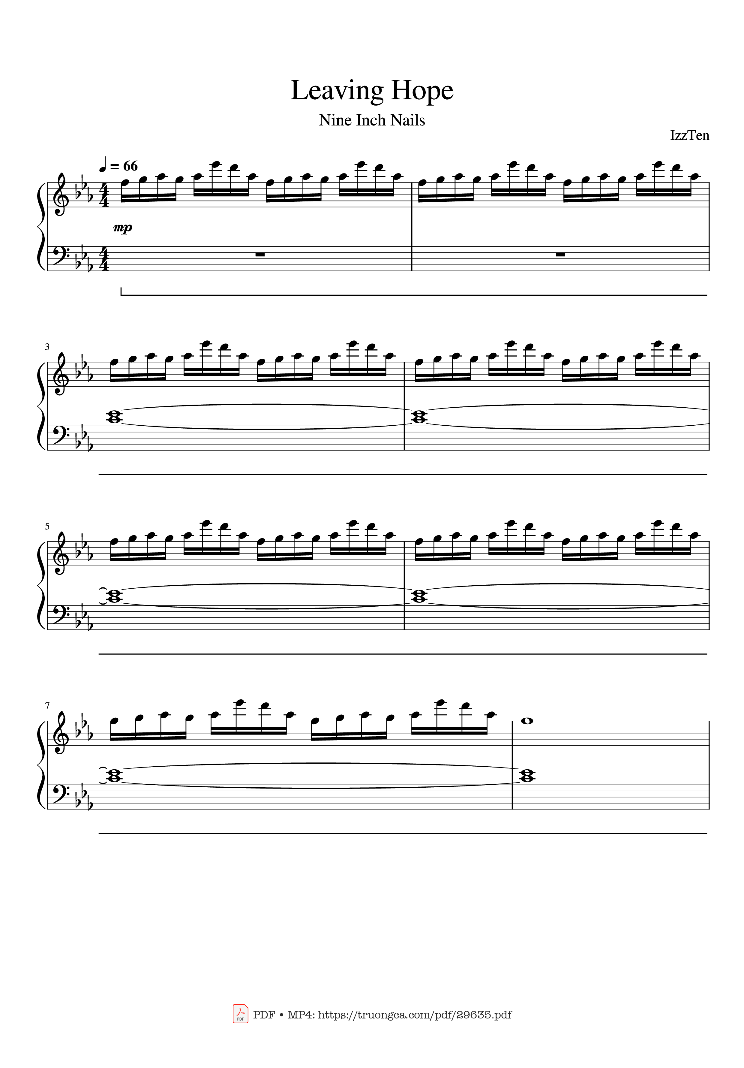 Sheet nhạc PDF bài Leaving Hope Piano