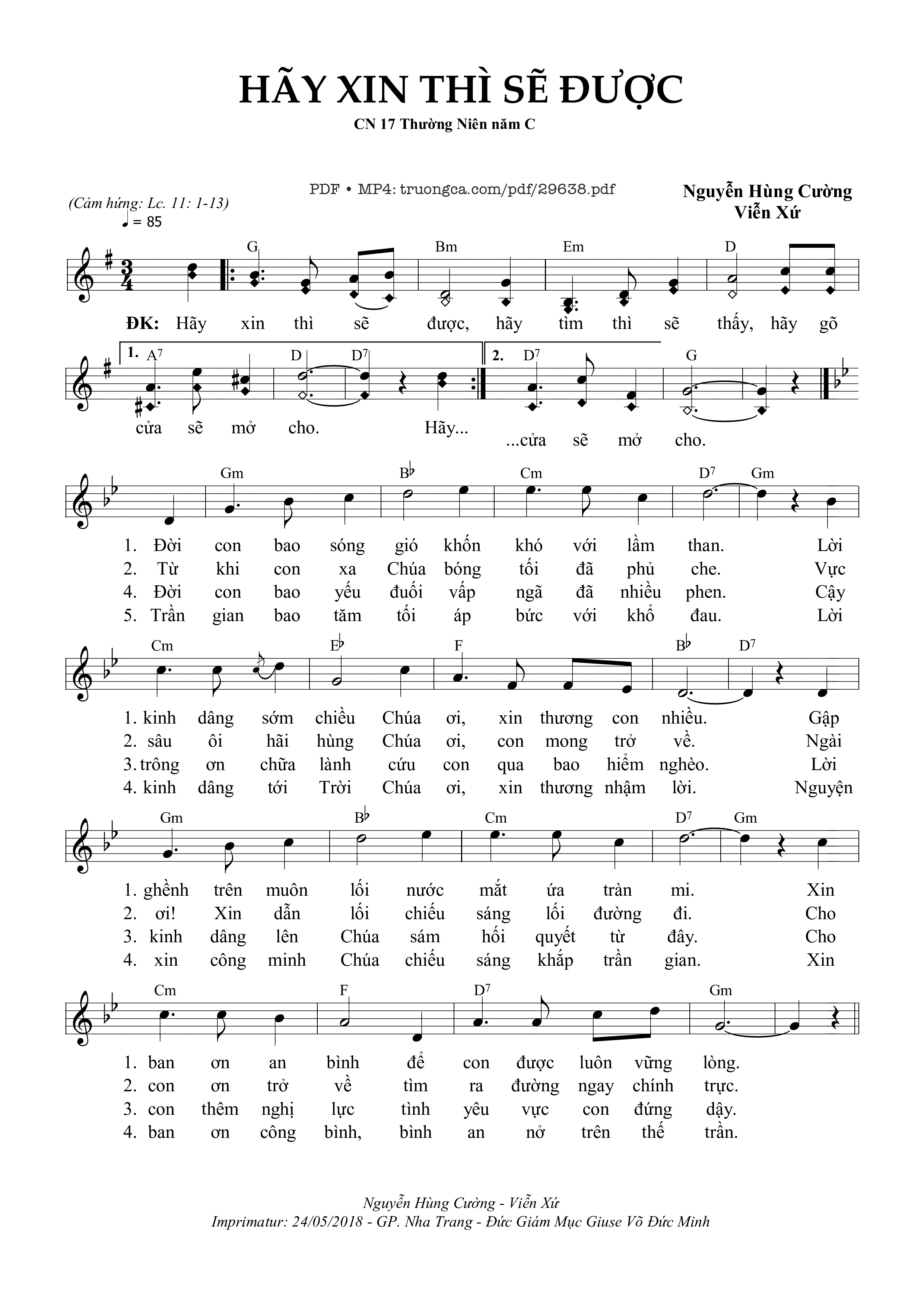 Sheet nhạc PDF bài Hãy Xin Thì Sẽ Được