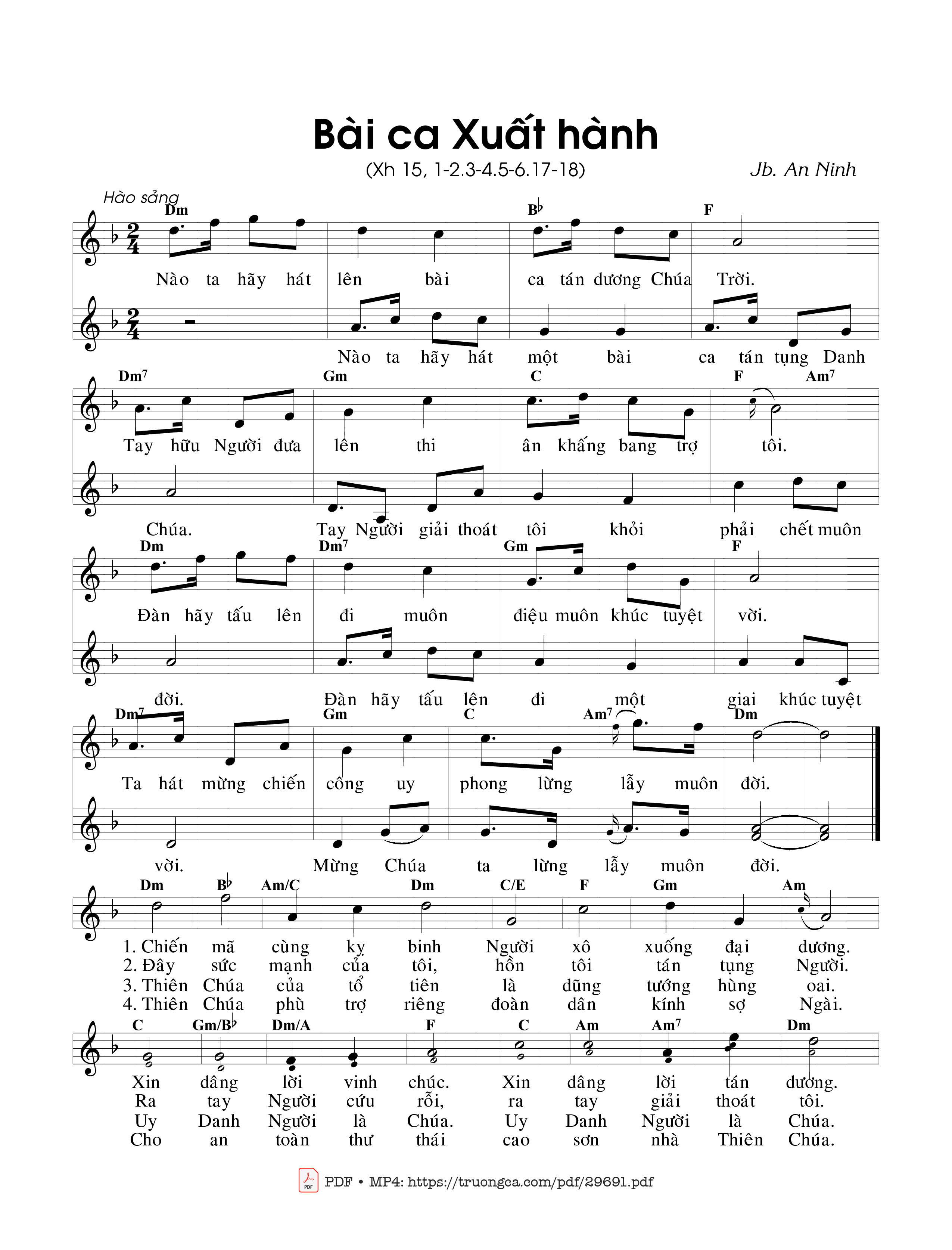 Sheet nhạc PDF bài Bài ca Xuất hành (Xh. 15)