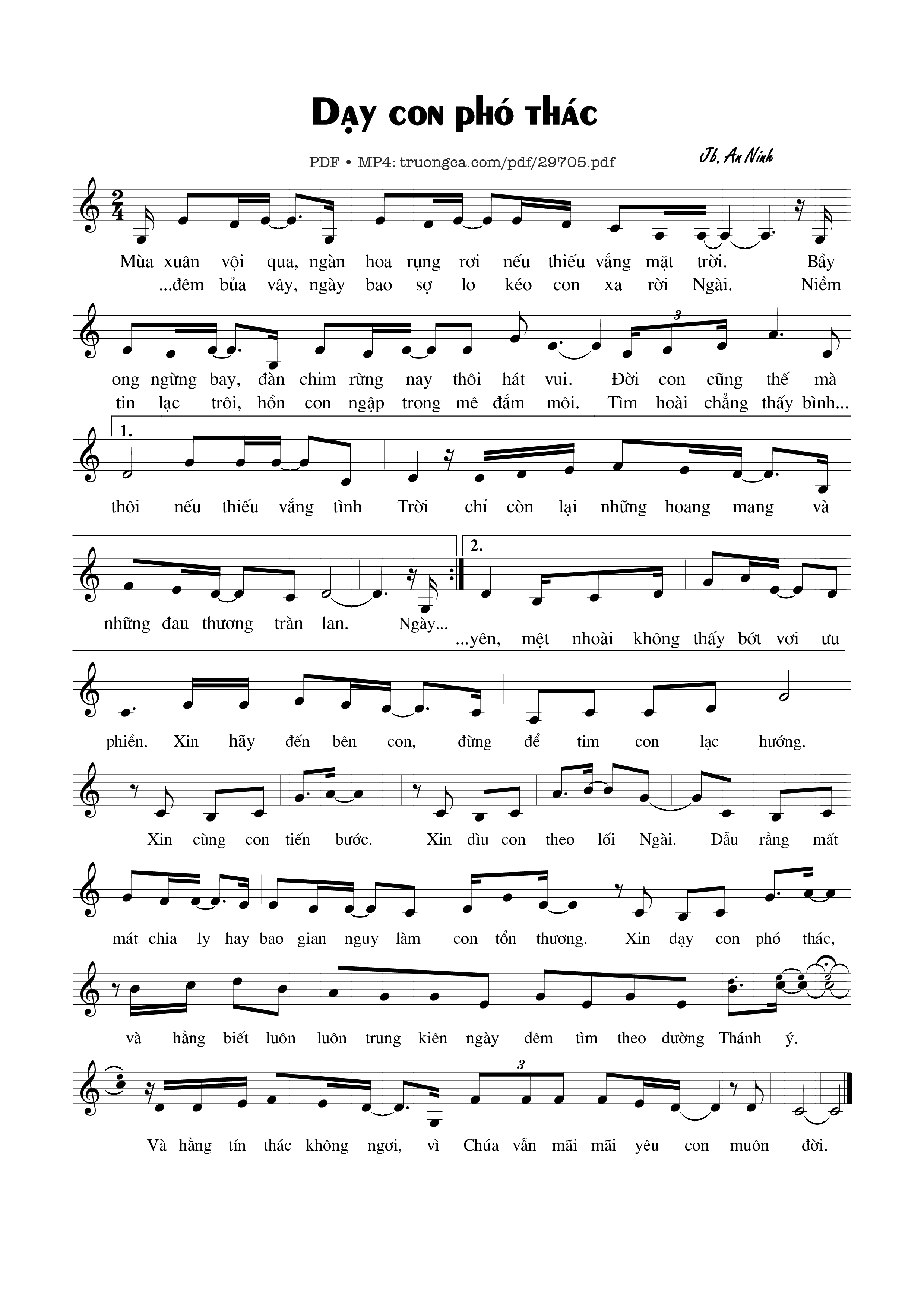 Sheet nhạc PDF bài Dạy con phó thác