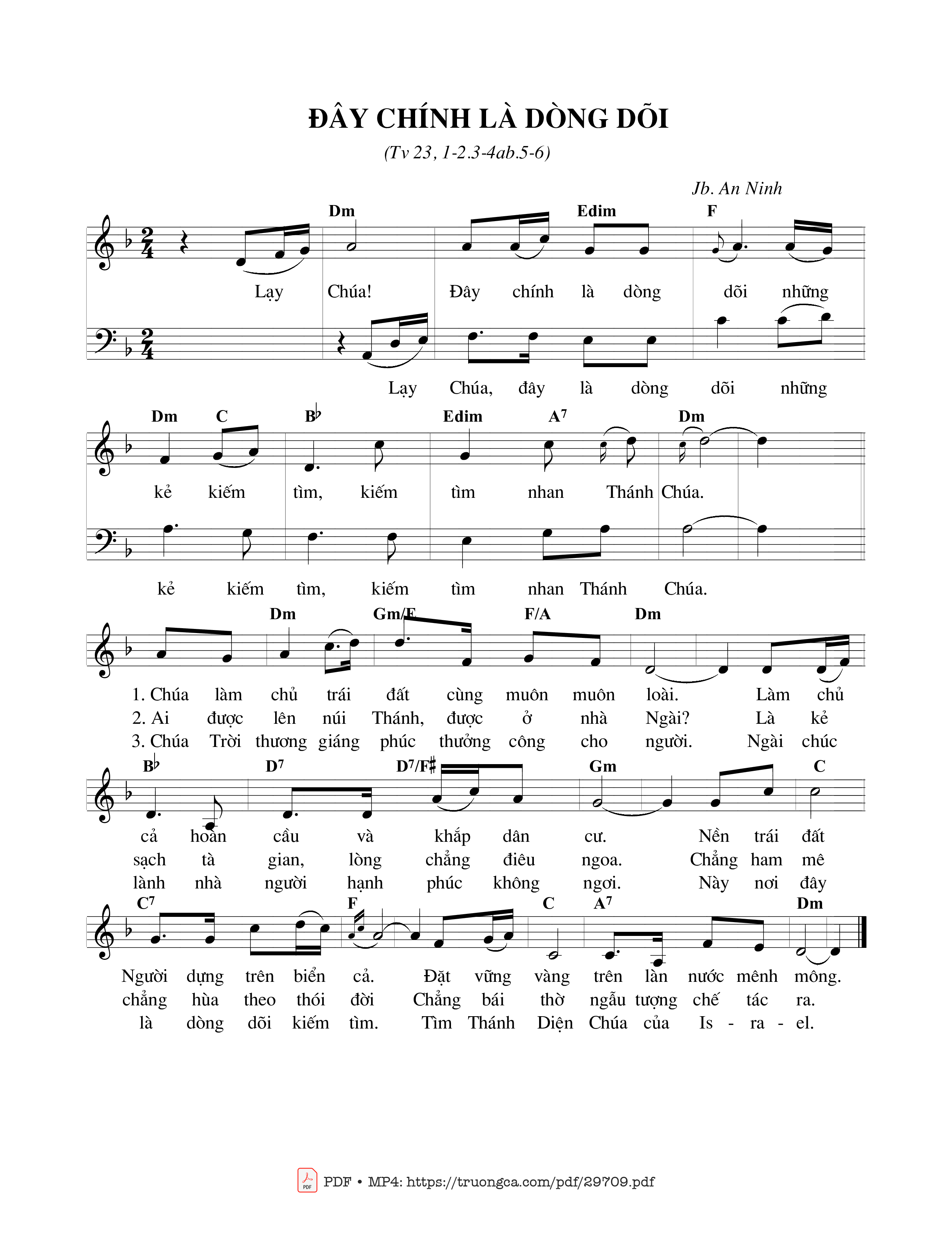Sheet nhạc PDF bài Đây chính là dòng dõi (Tv. 23)
