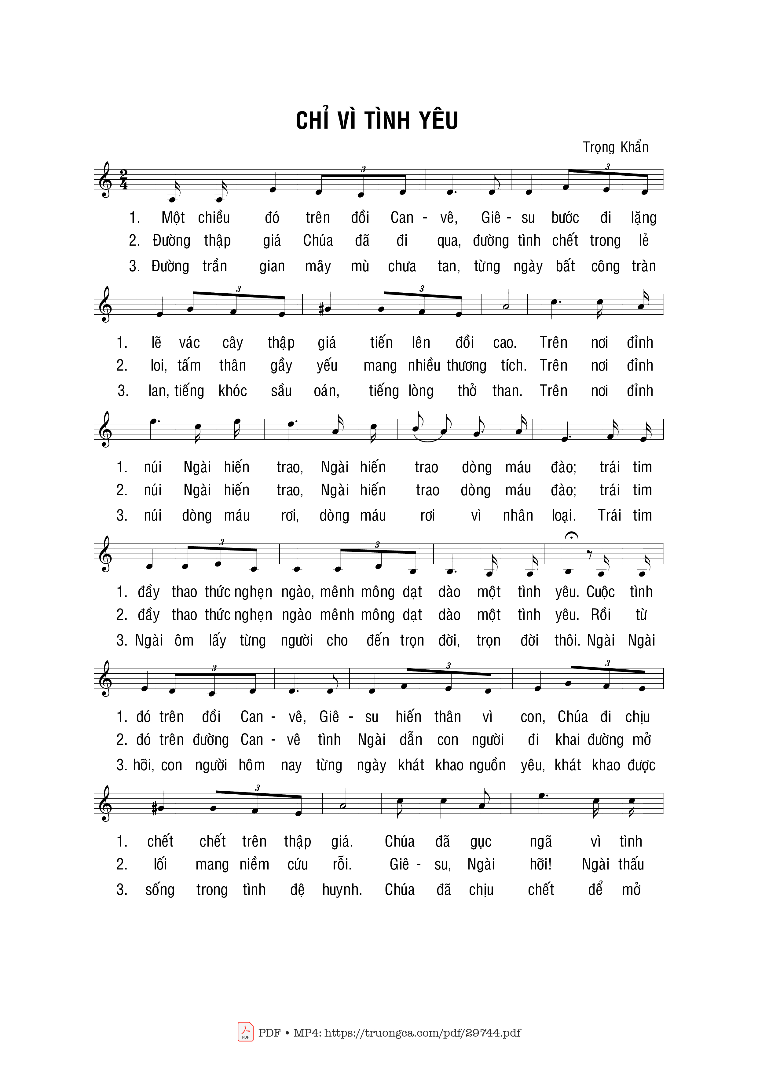 Sheet nhạc PDF bài Chỉ vì tình yêu