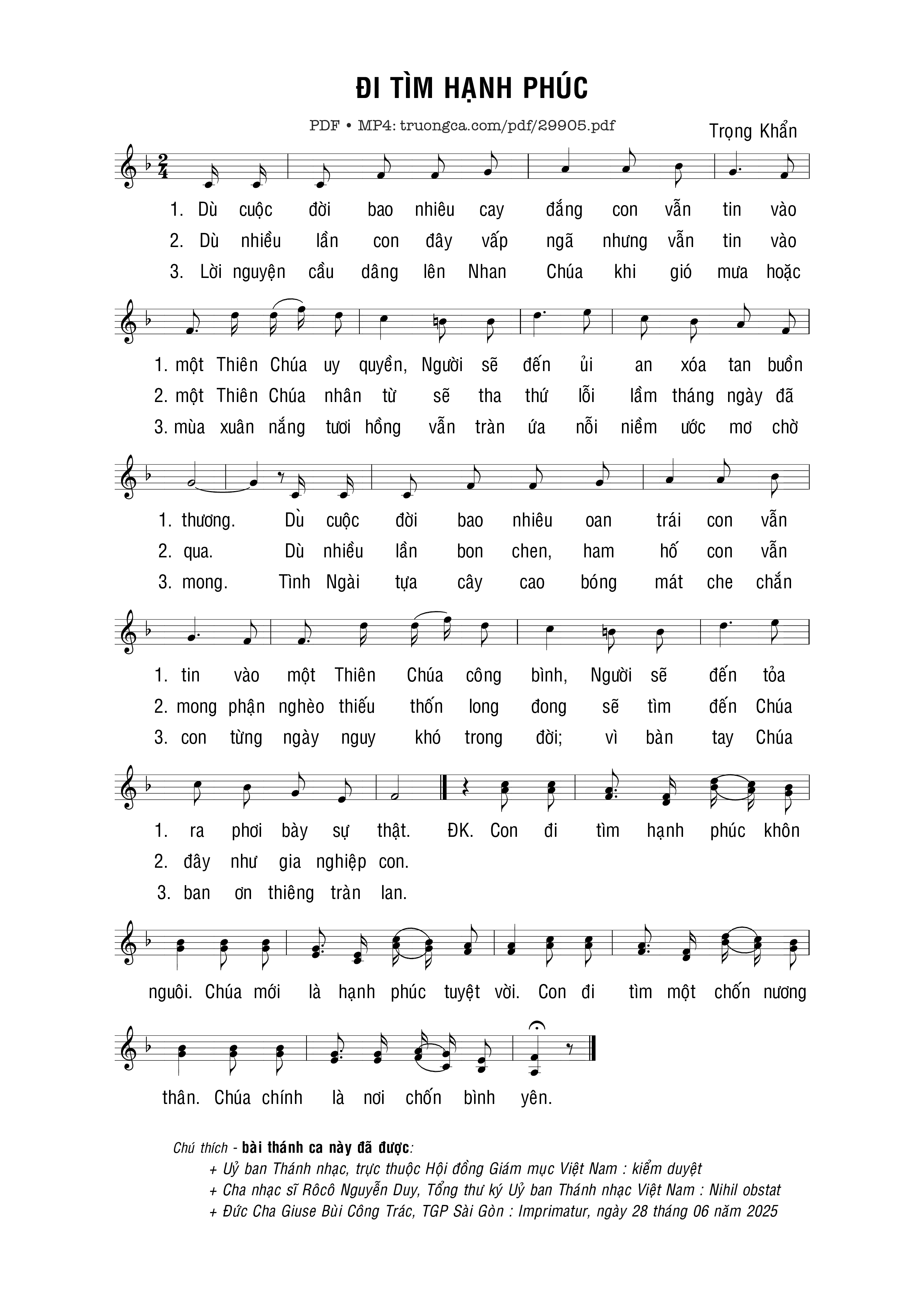 Sheet nhạc PDF bài Đi tìm hạnh phúc