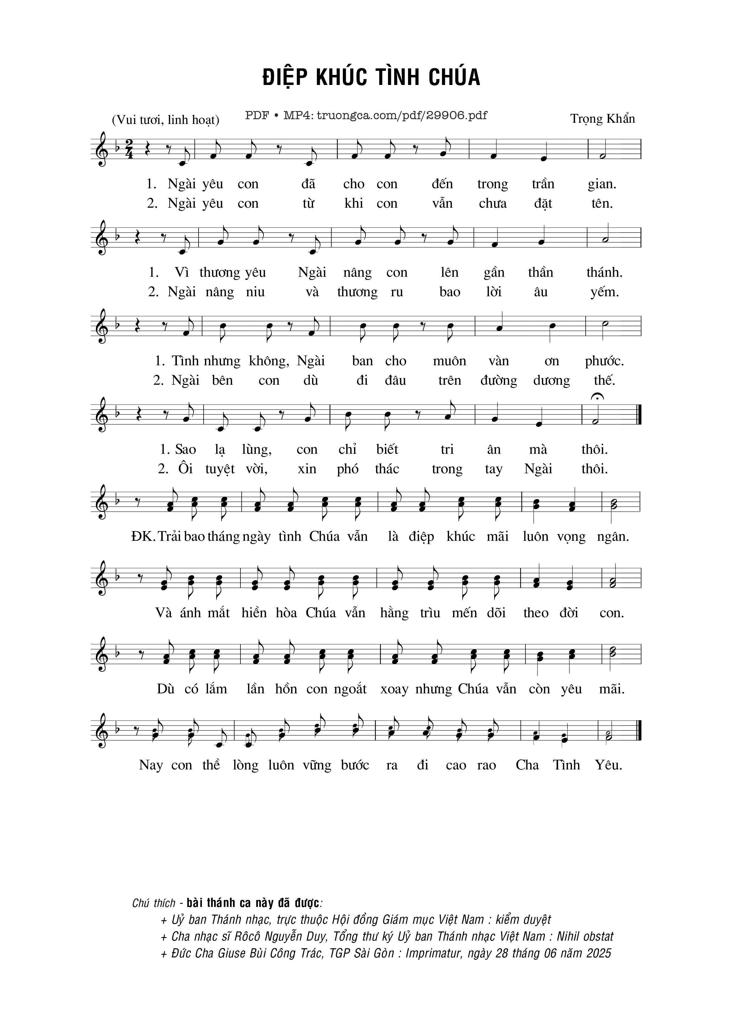 Sheet nhạc PDF bài Điệp khúc tình Chúa