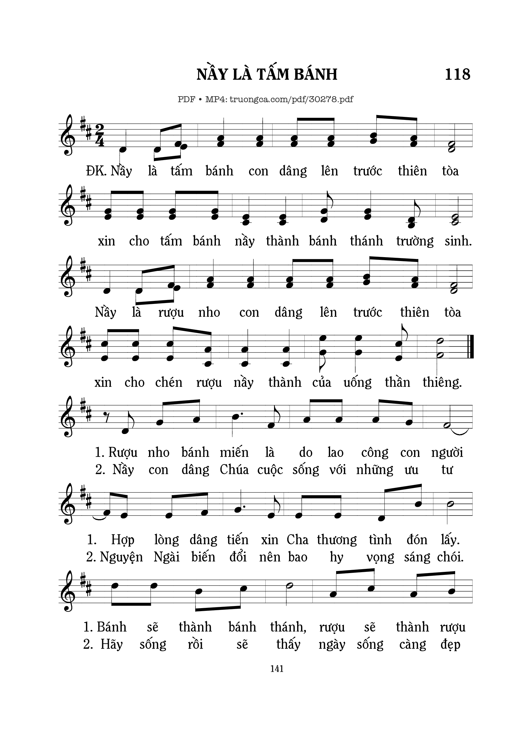 Sheet nhạc PDF bài Nầy là tấm bánh