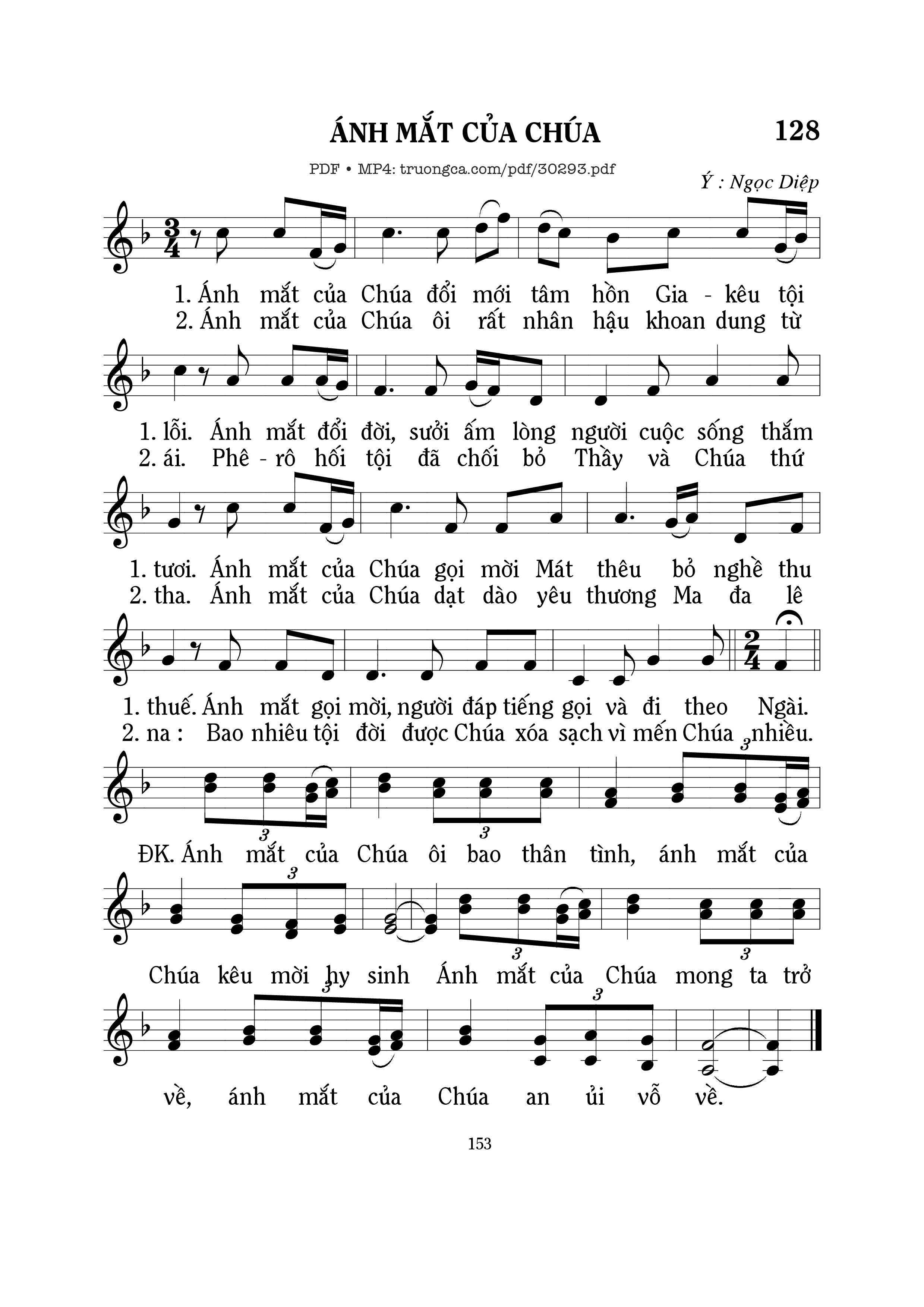 Trang 1 của Sheet nhạc PDF bài hát Ánh mắt của Chúa - Mi Trầm