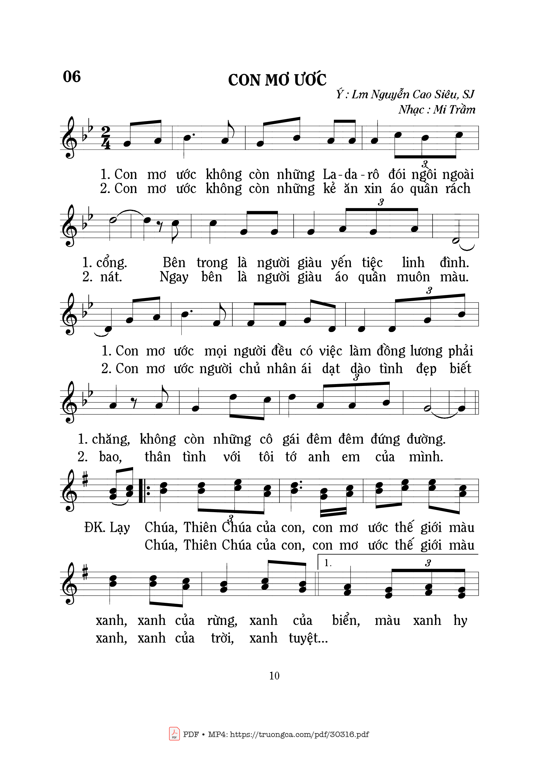 Trang 1 của Sheet nhạc PDF bài hát Con mơ ước - Mi Trầm