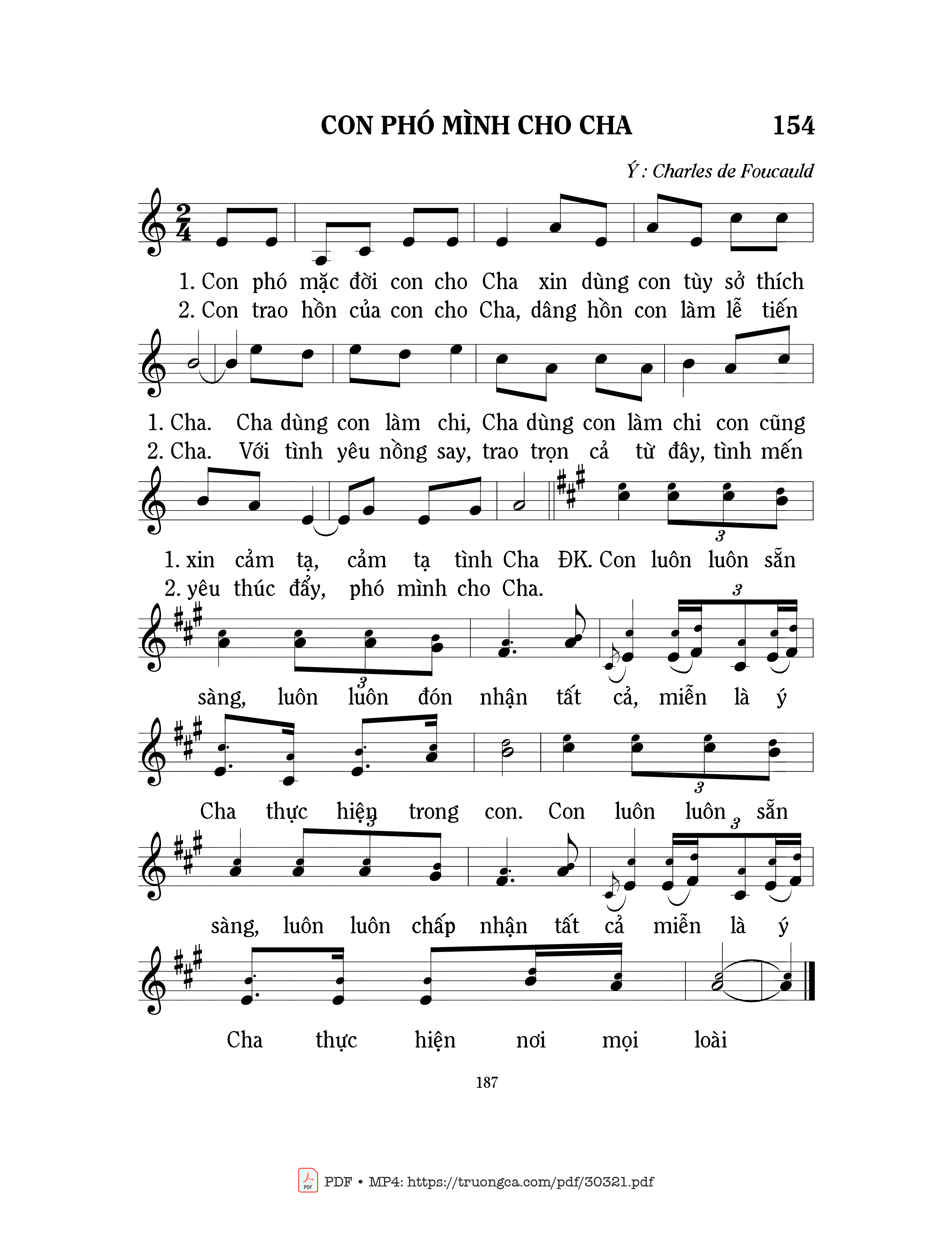 Sheet nhạc PDF bài Con phó mình cho Cha
